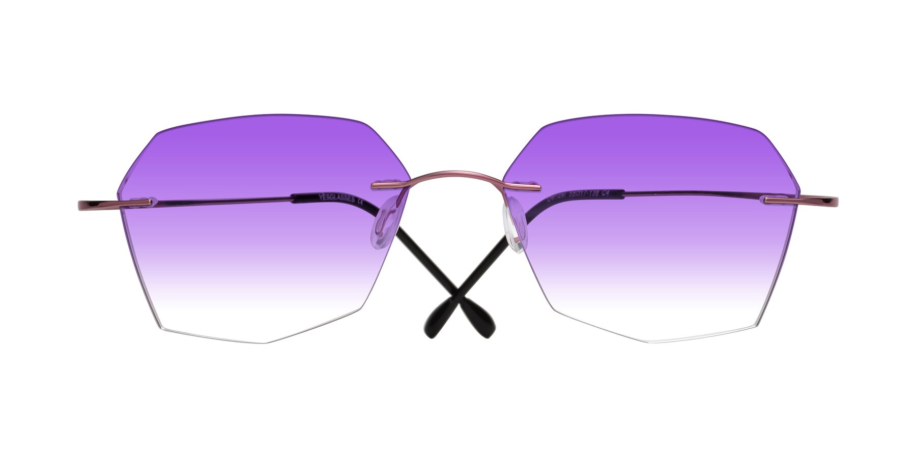 Folded Front of Denzel in Light Pink with Purple Gradient Lenses