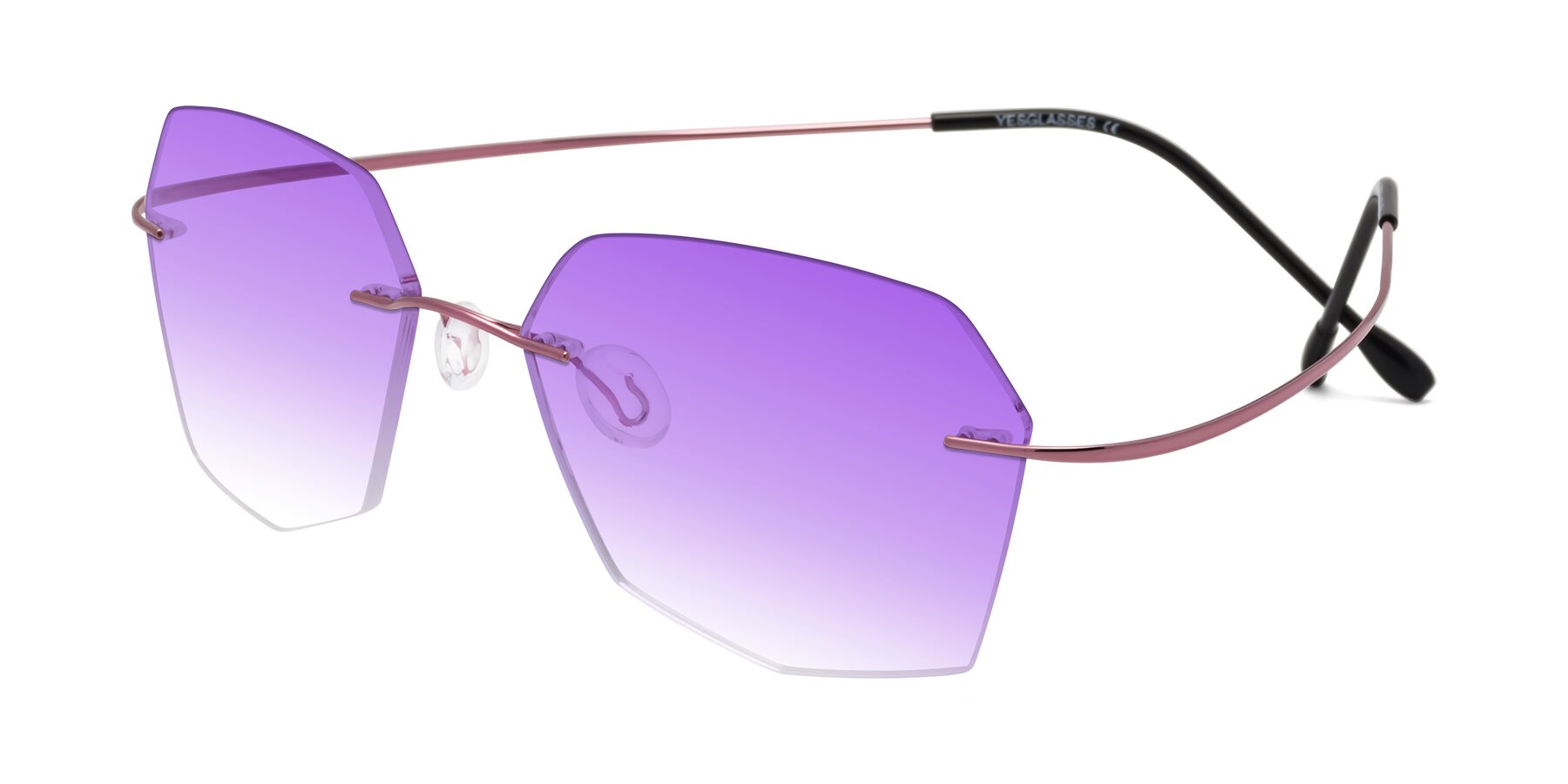 Angle of Denzel in Light Pink with Purple Gradient Lenses