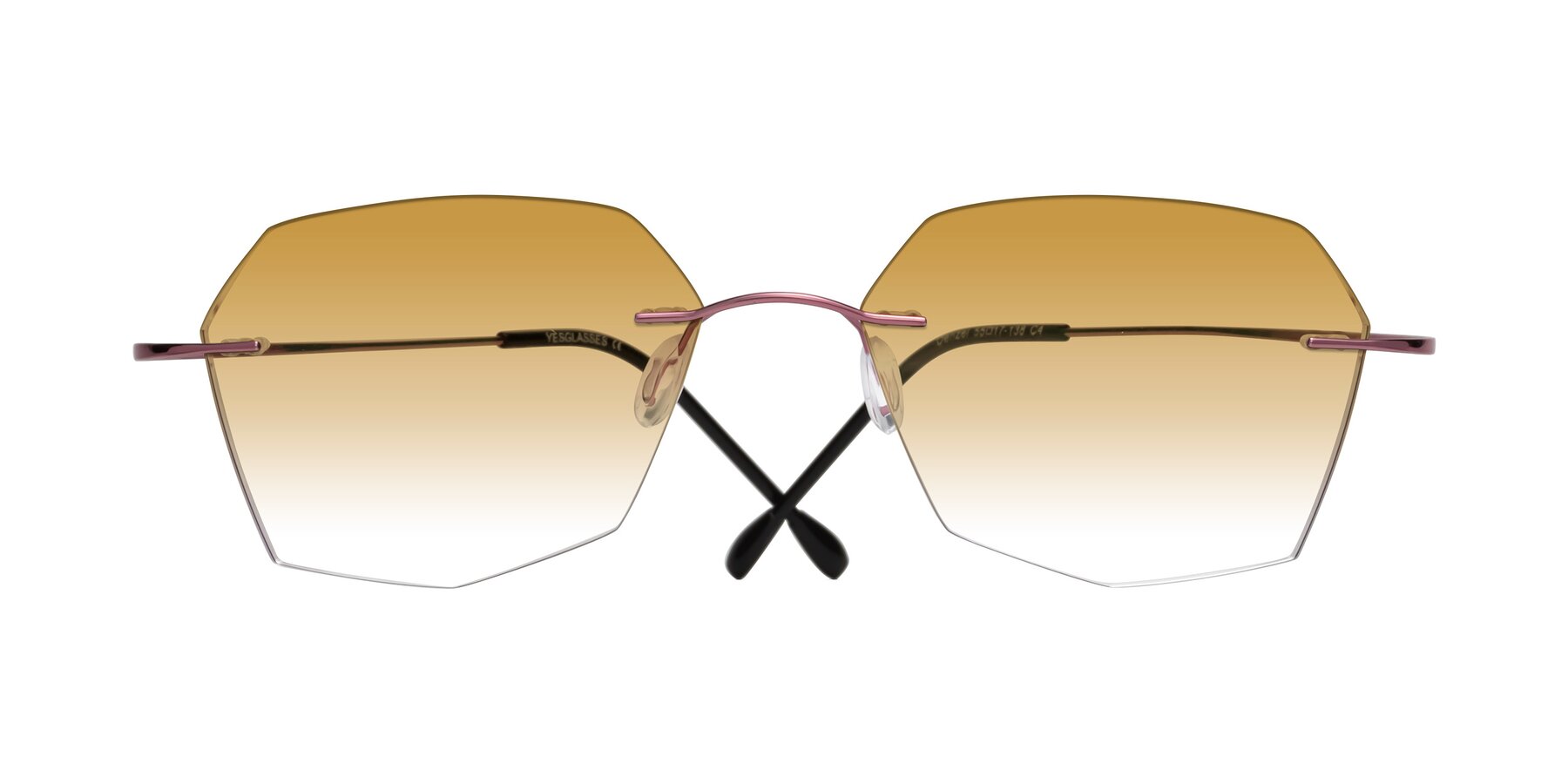 Folded Front of Denzel in Light Pink with Champagne Gradient Lenses