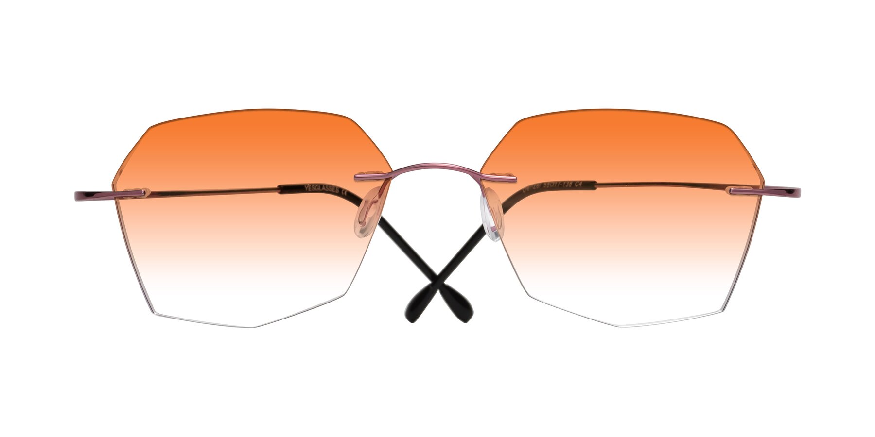 Folded Front of Denzel in Light Pink with Orange Gradient Lenses