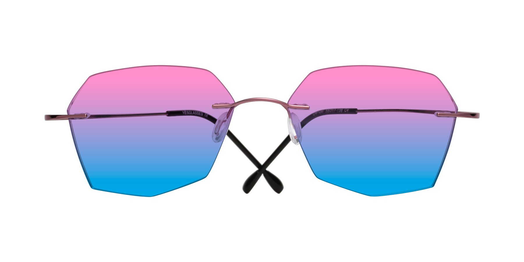 Folded Front of Denzel in Light Pink with Pink / Blue Gradient Lenses