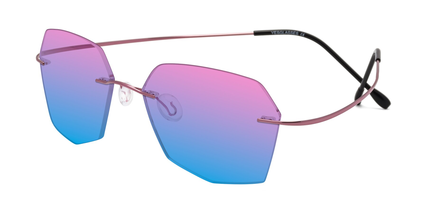 Angle of Denzel in Light Pink with Pink / Blue Gradient Lenses