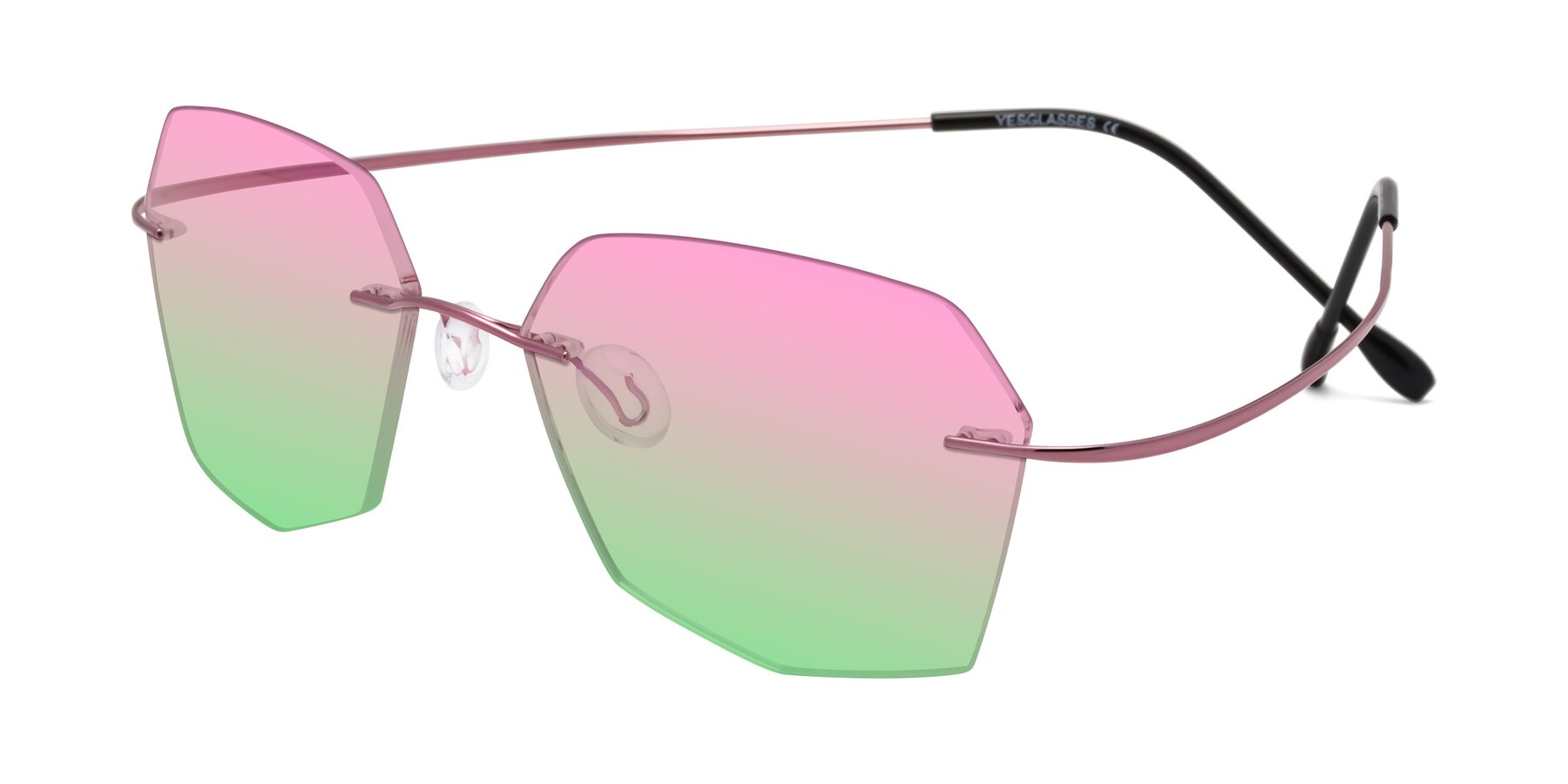 Angle of Denzel in Light Pink with Pink / Green Gradient Lenses