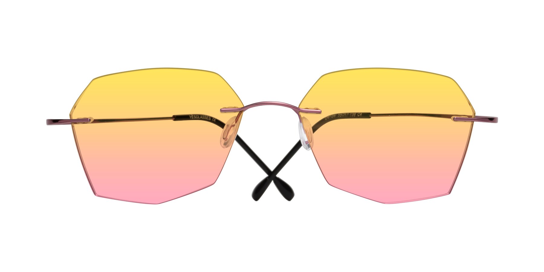 Folded Front of Denzel in Light Pink with Yellow / Pink Gradient Lenses