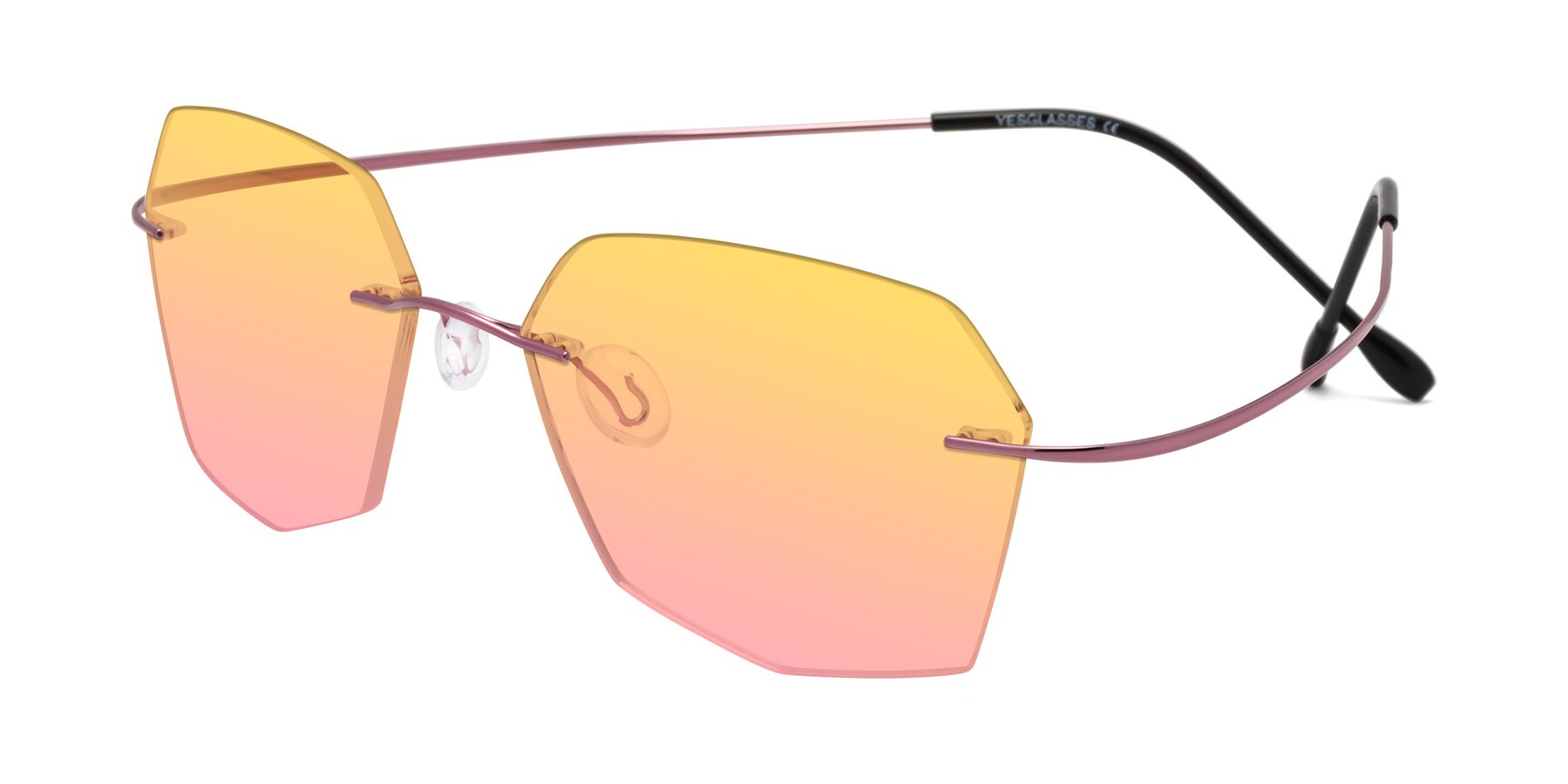 Angle of Denzel in Light Pink with Yellow / Pink Gradient Lenses