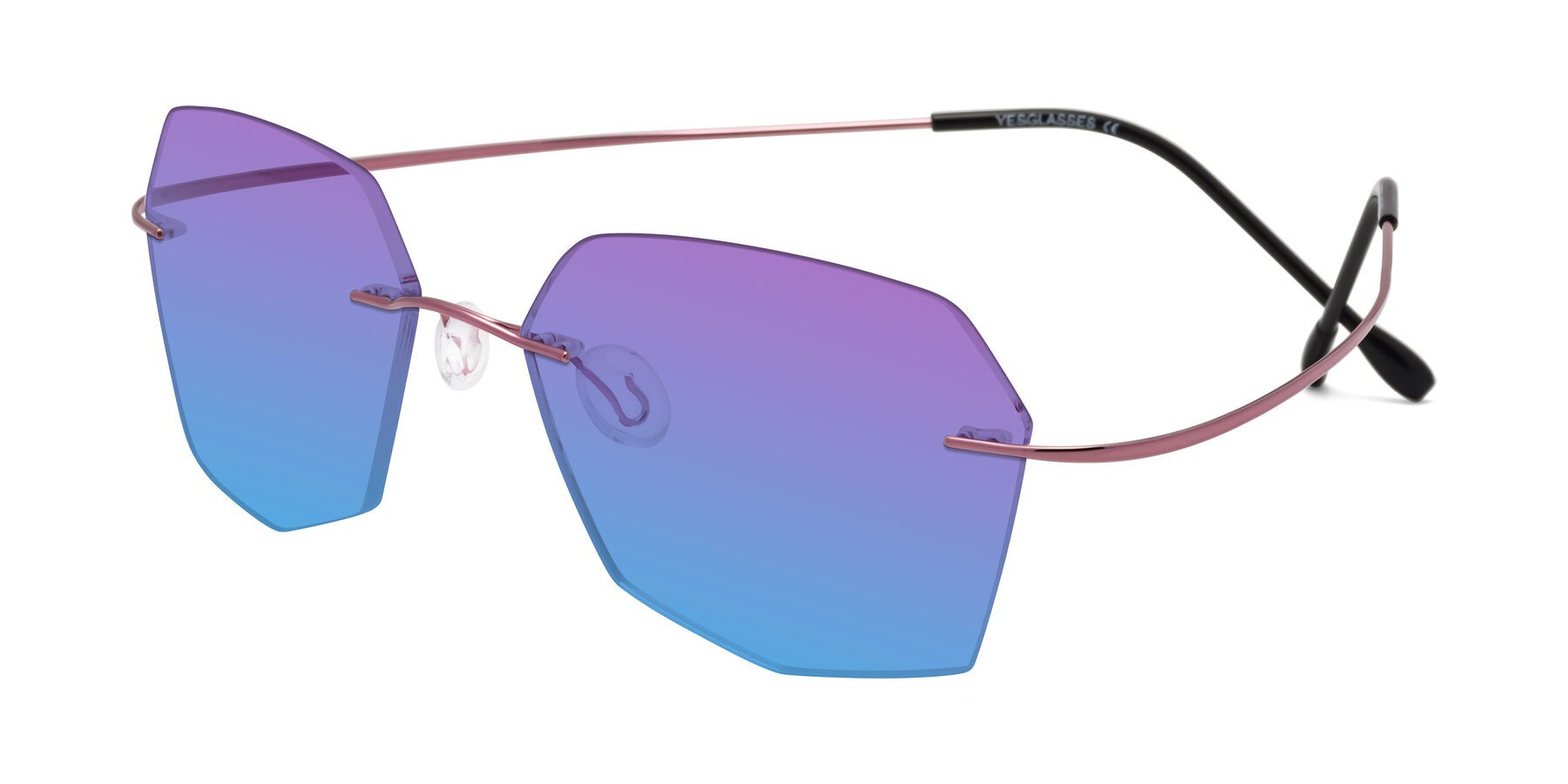 Angle of Denzel in Light Pink with Purple / Blue Gradient Lenses