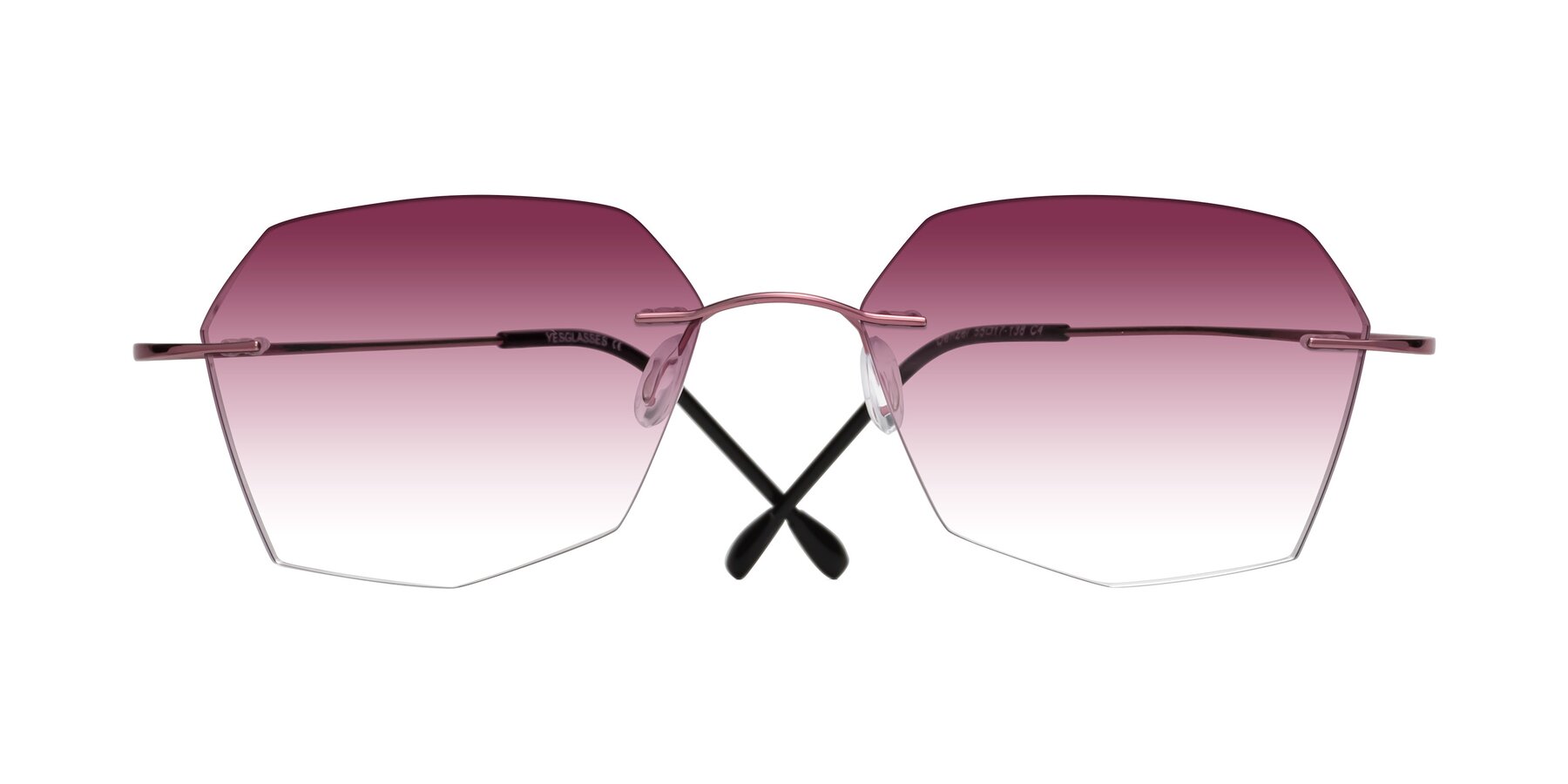 Folded Front of Denzel in Light Pink with Wine Gradient Lenses