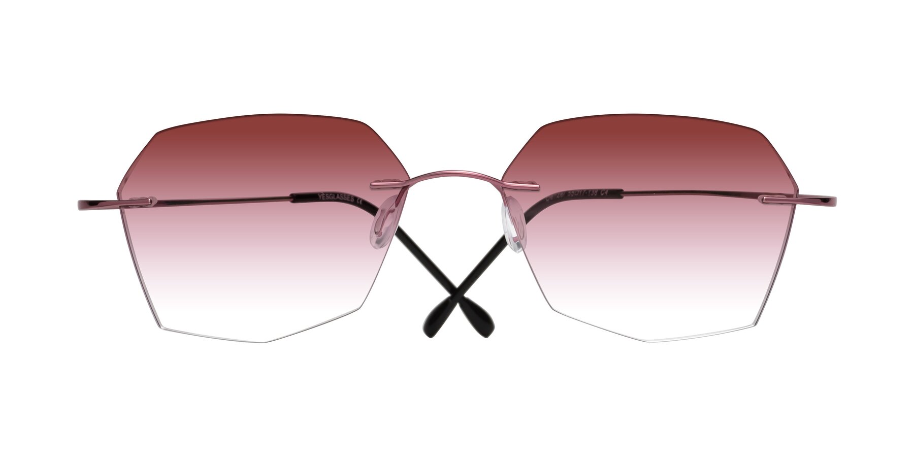 Folded Front of Denzel in Light Pink with Garnet Gradient Lenses