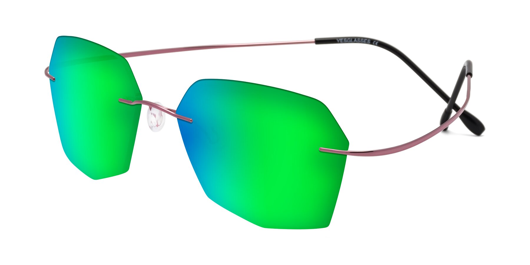 Angle of Denzel in Light Pink with Green Mirrored Lenses