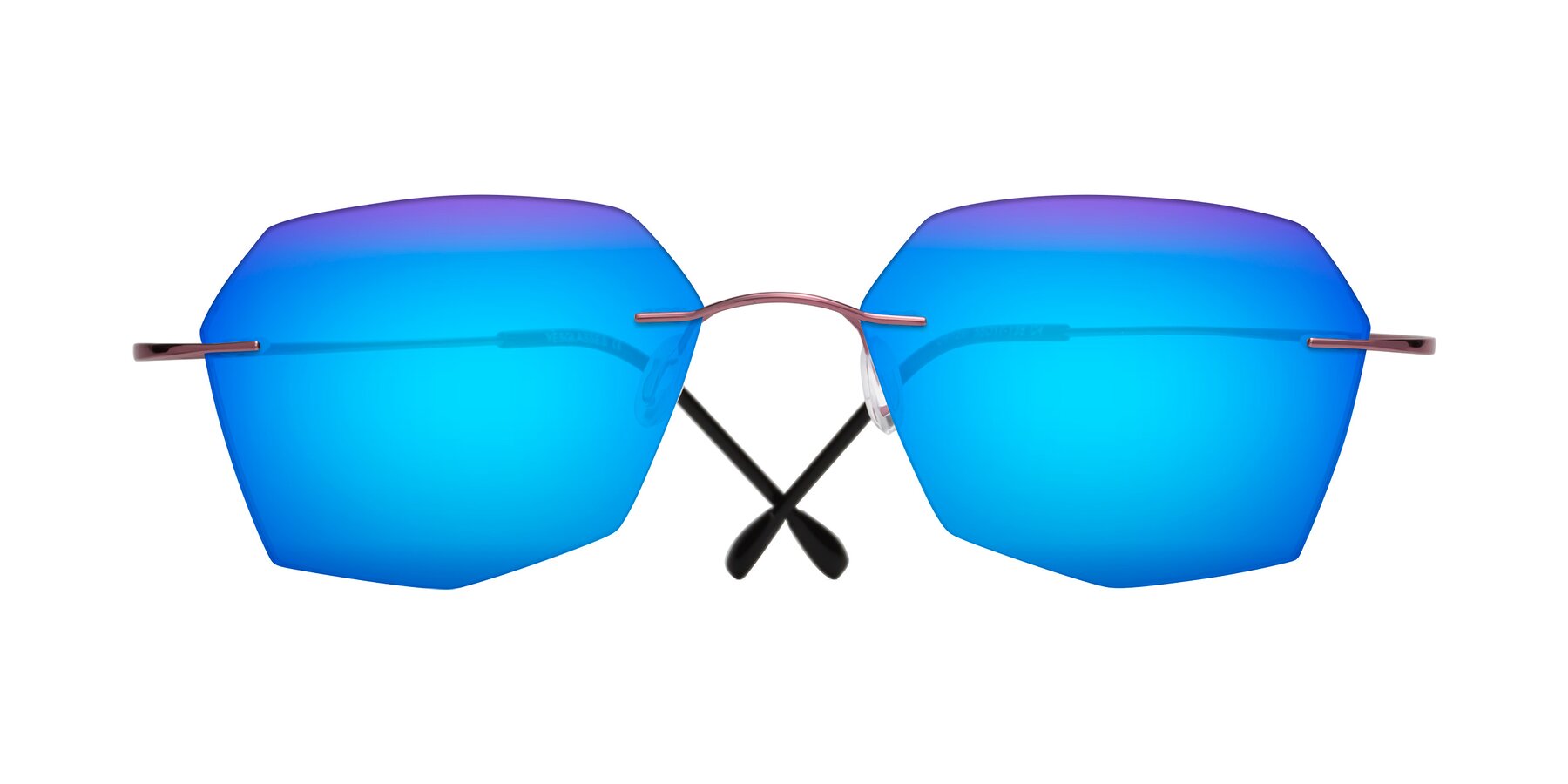 Folded Front of Denzel in Light Pink with Blue Mirrored Lenses