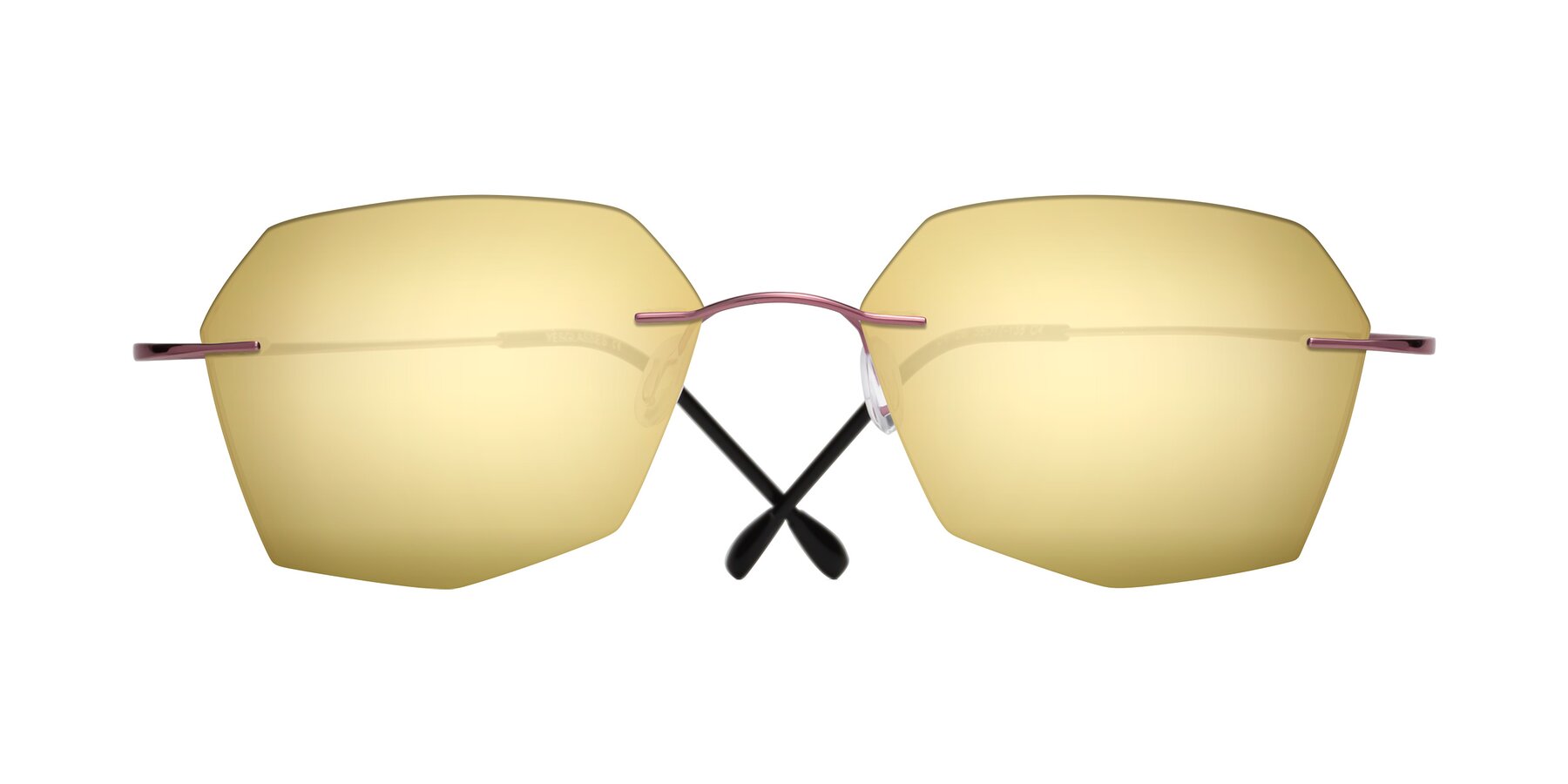 Folded Front of Denzel in Light Pink with Gold Mirrored Lenses