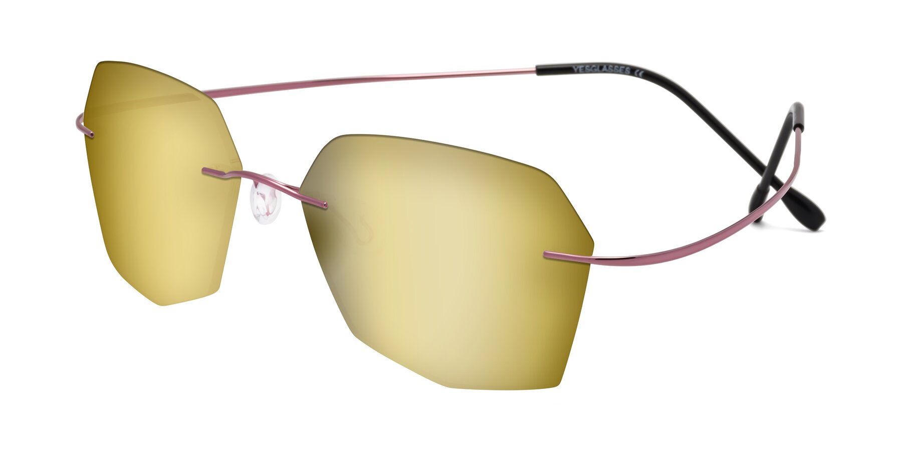 Angle of Denzel in Light Pink with Gold Mirrored Lenses