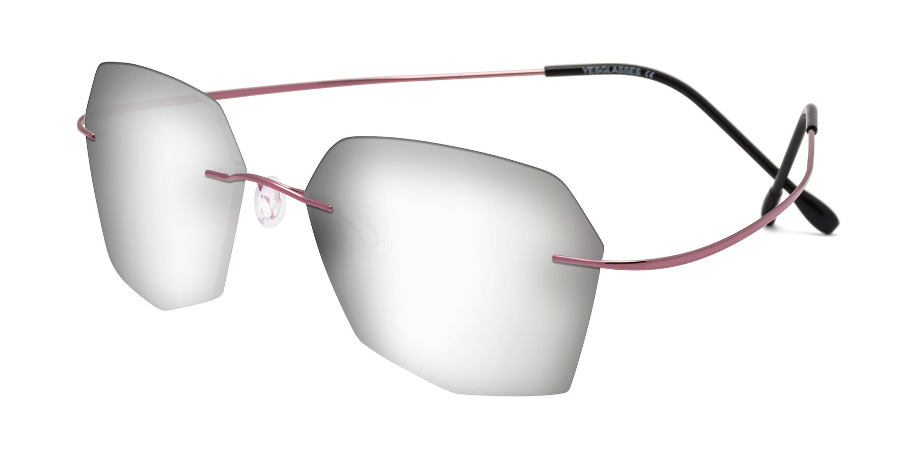 Angle of Denzel in Light Pink with Silver Mirrored Lenses