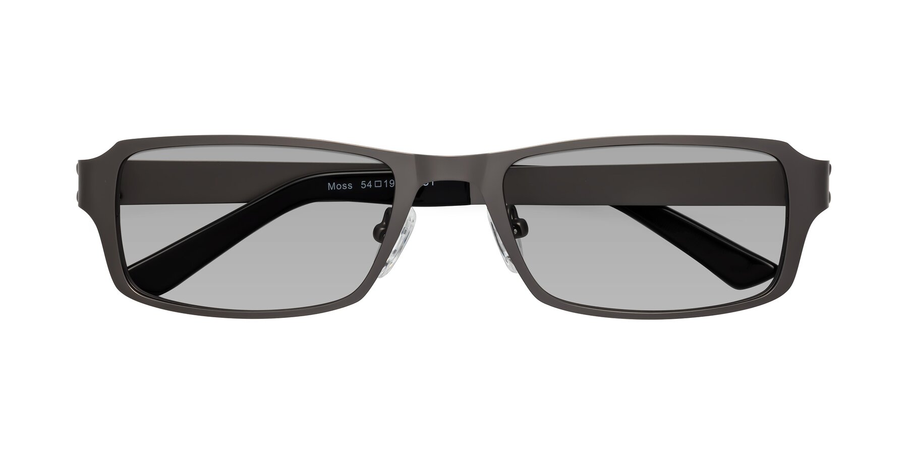 Folded Front of Moss in Gunmetal with Light Gray Tinted Lenses