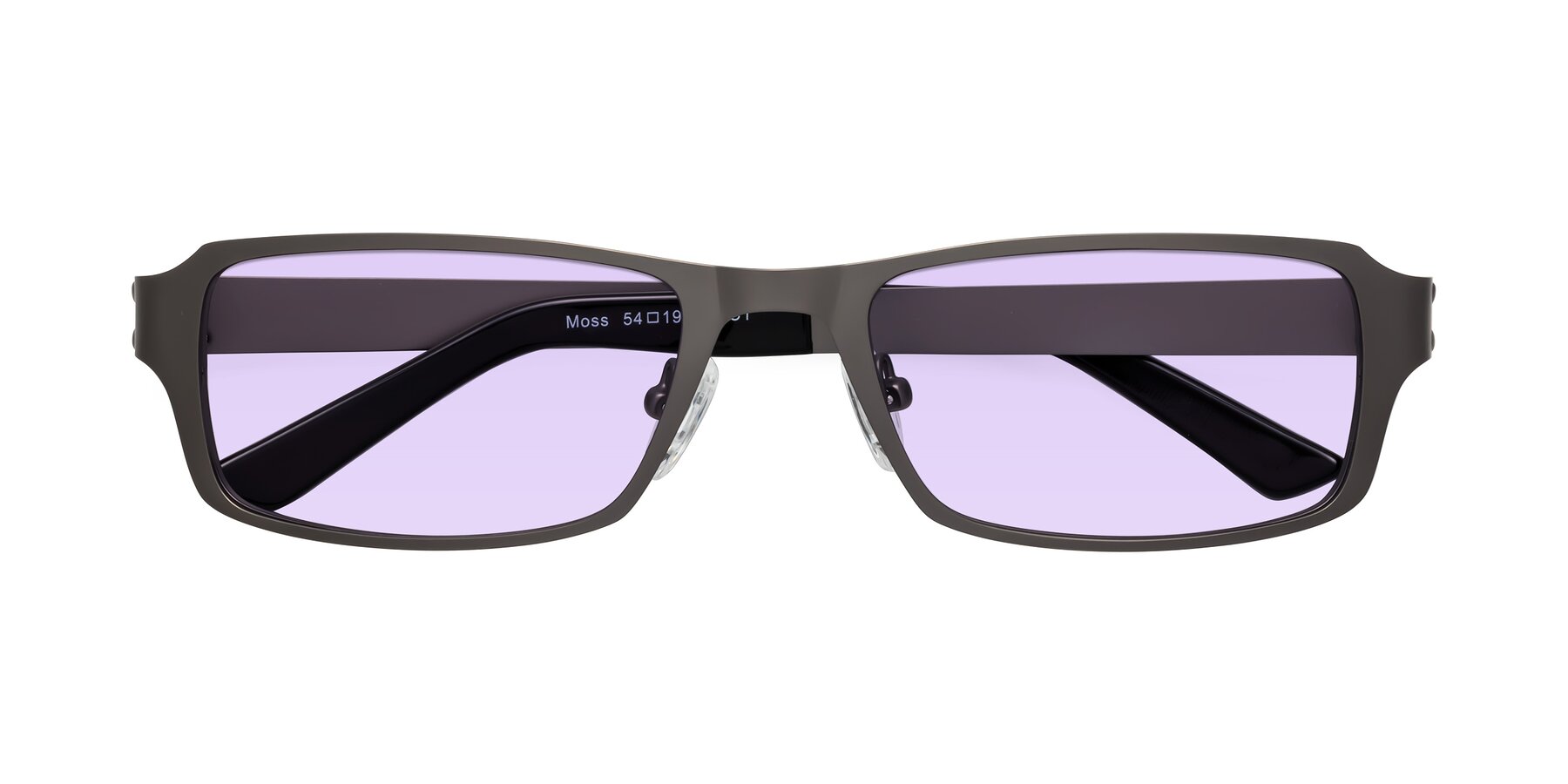 Folded Front of Moss in Gunmetal with Light Purple Tinted Lenses