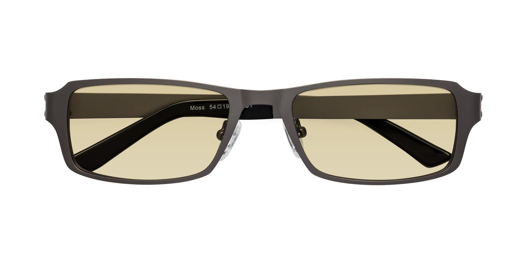 Folded Front of Moss in Gunmetal with Light Champagne Tinted Lenses