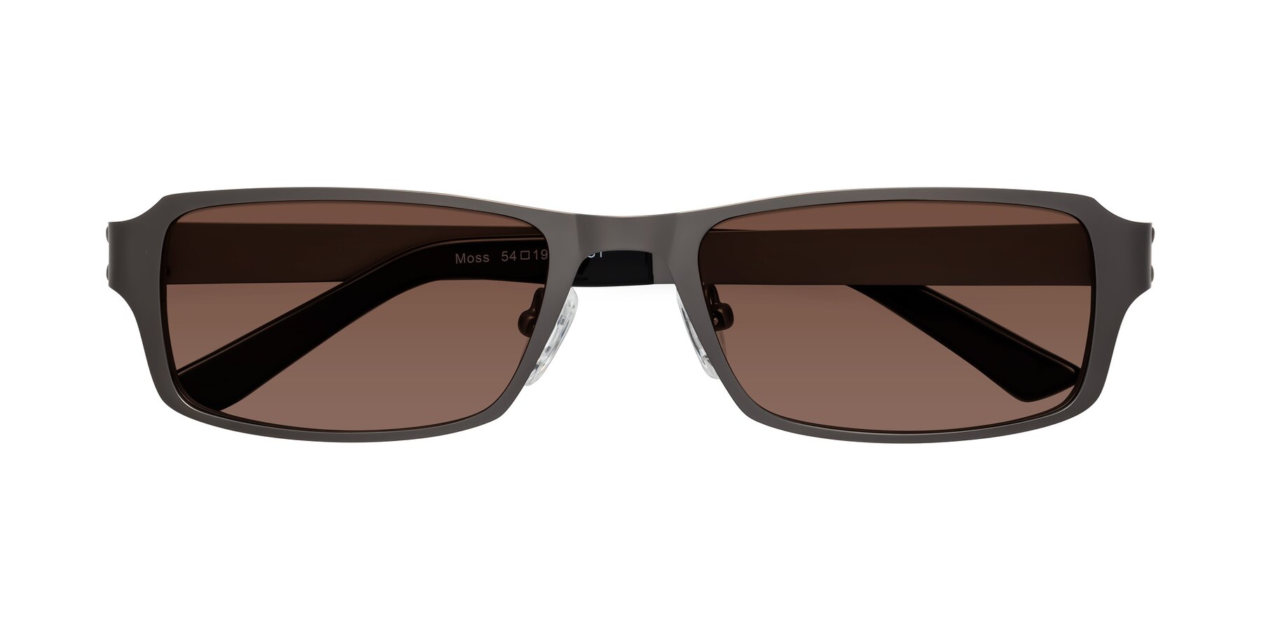 Folded Front of Moss in Gunmetal with Brown Tinted Lenses