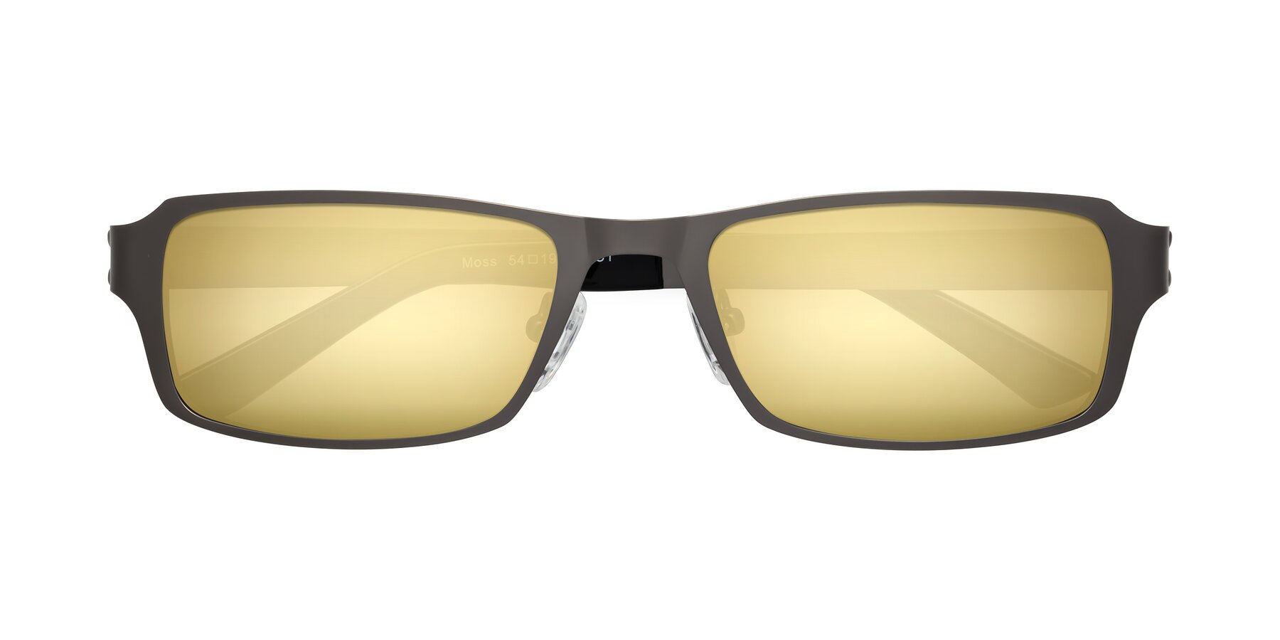 Folded Front of Moss in Gunmetal with Gold Mirrored Lenses