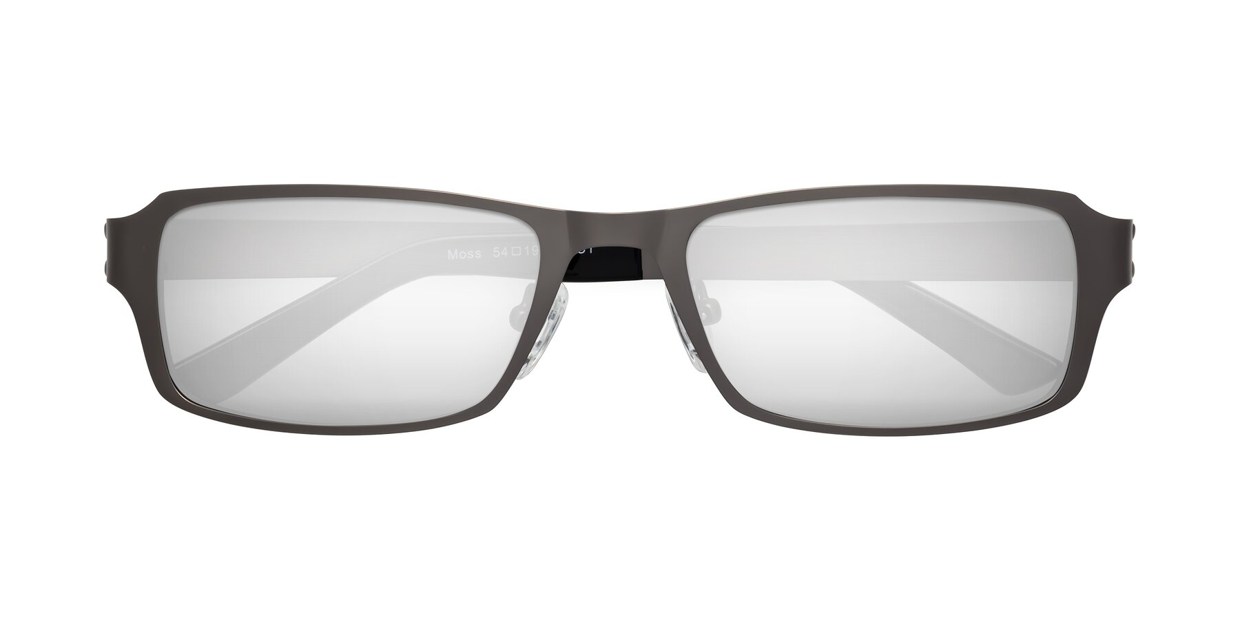 Folded Front of Moss in Gunmetal with Silver Mirrored Lenses