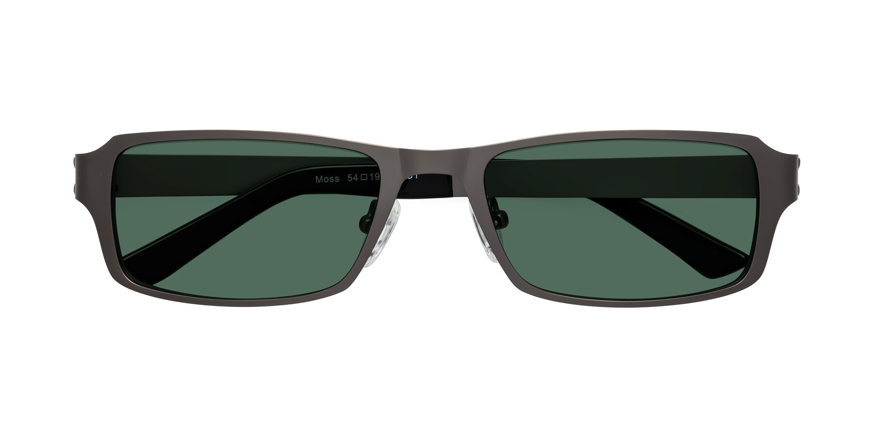 Folded Front of Moss in Gunmetal with Green Polarized Lenses