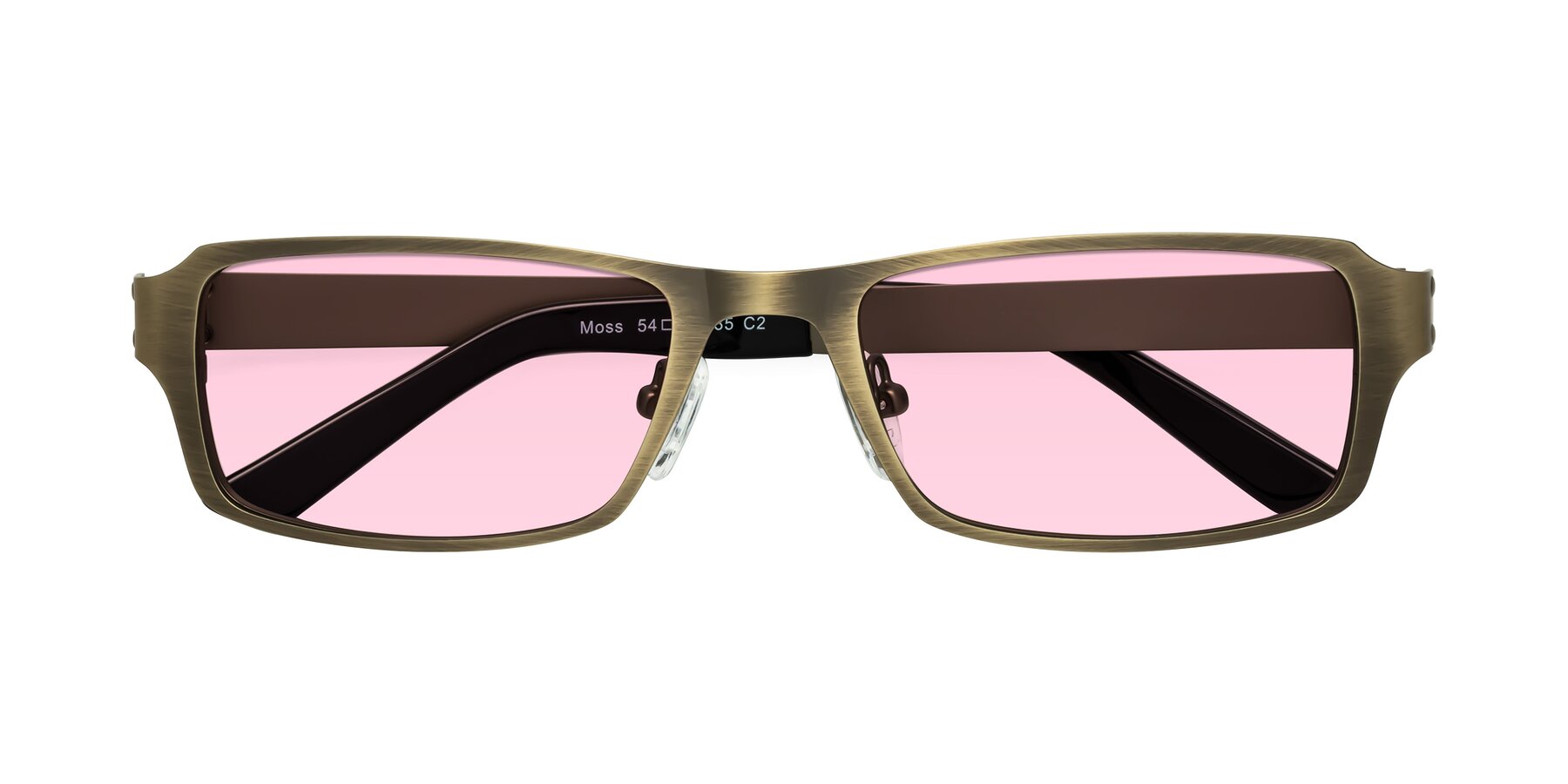 Folded Front of Moss in Bronze with Light Pink Tinted Lenses