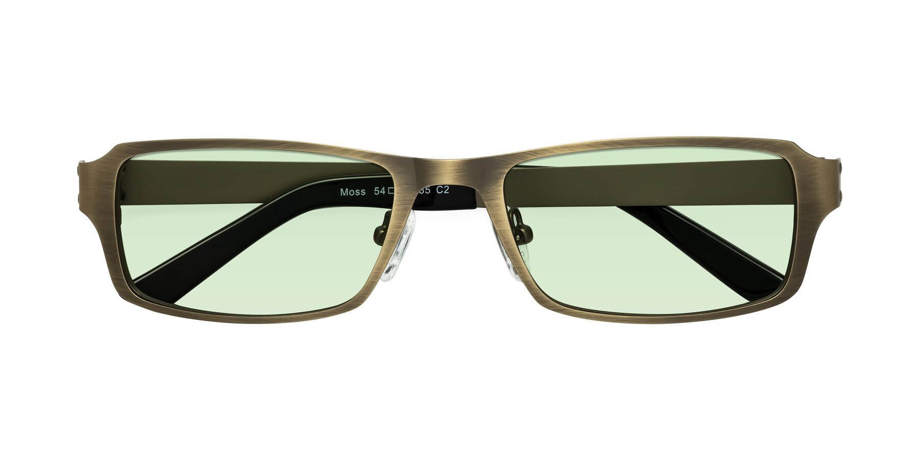 Folded Front of Moss in Bronze with Light Green Tinted Lenses