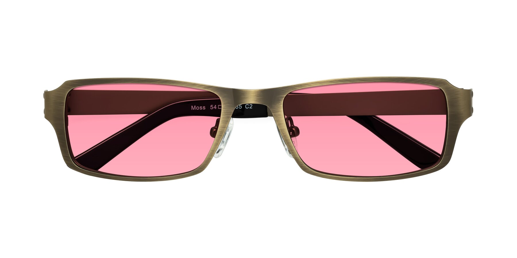 Folded Front of Moss in Bronze with Pink Tinted Lenses