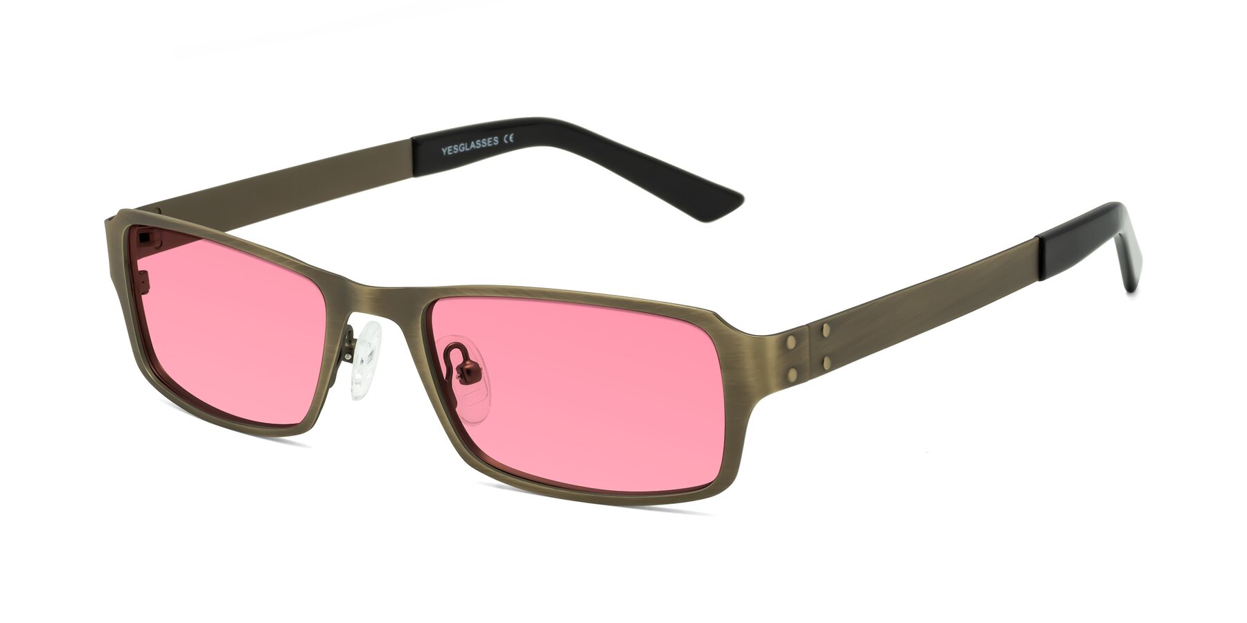 Angle of Moss in Bronze with Pink Tinted Lenses