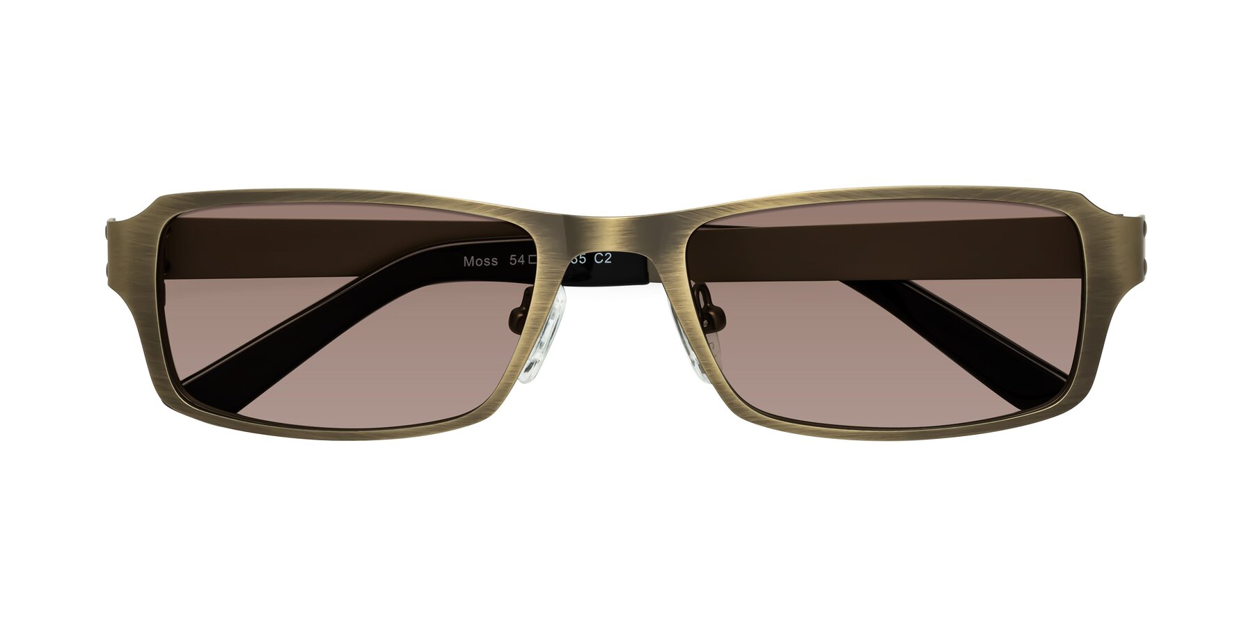 Folded Front of Moss in Bronze with Medium Brown Tinted Lenses