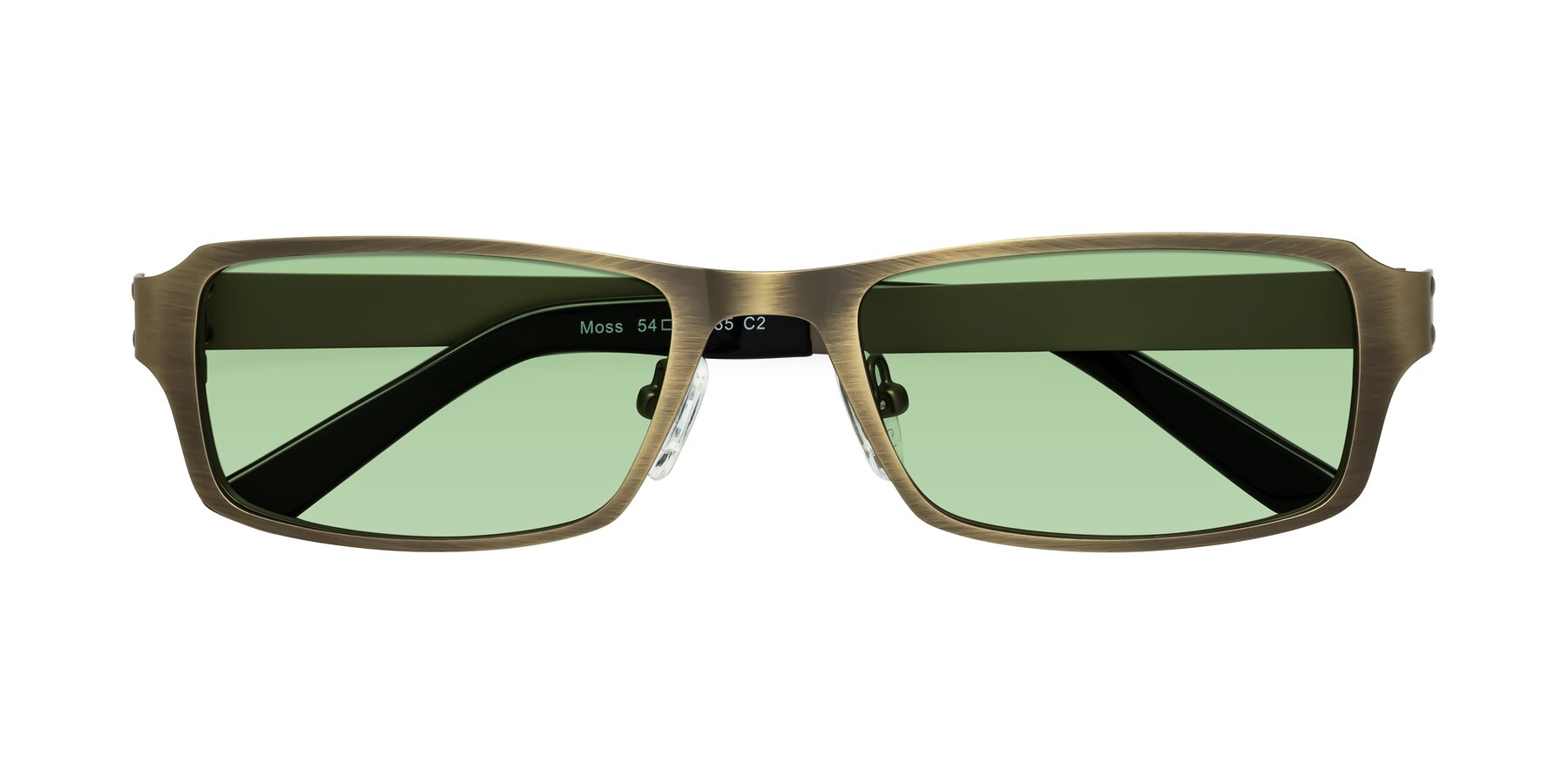 Folded Front of Moss in Bronze with Medium Green Tinted Lenses