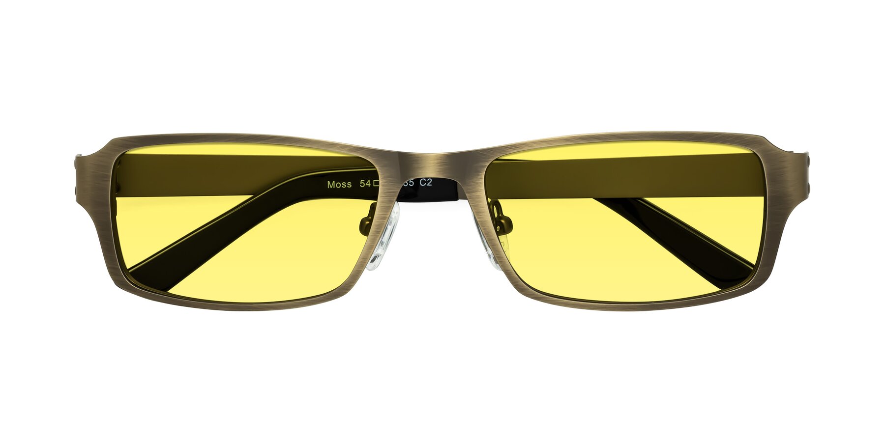 Folded Front of Moss in Bronze with Medium Yellow Tinted Lenses