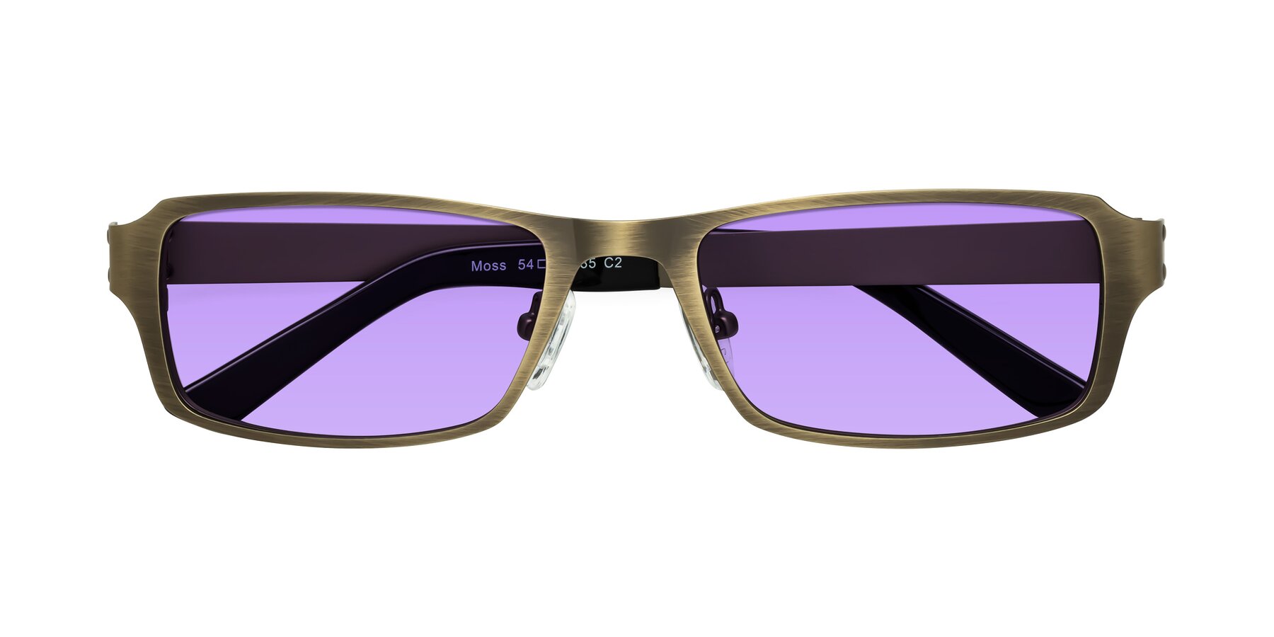 Folded Front of Moss in Bronze with Medium Purple Tinted Lenses