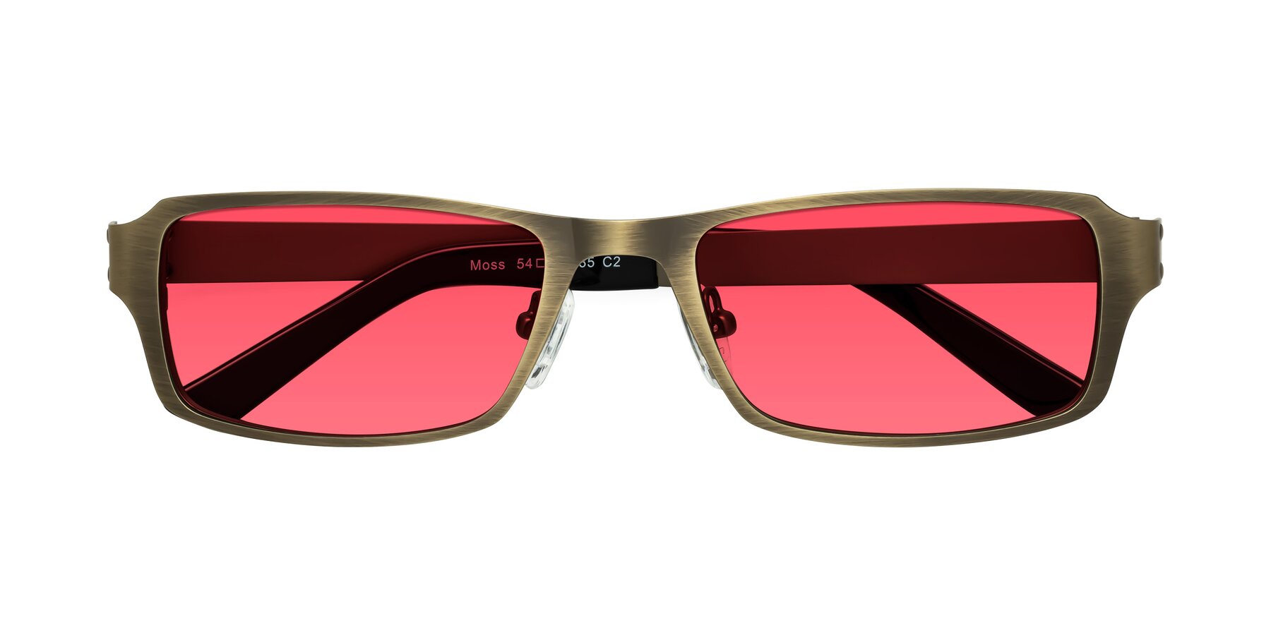 Folded Front of Moss in Bronze with Red Tinted Lenses