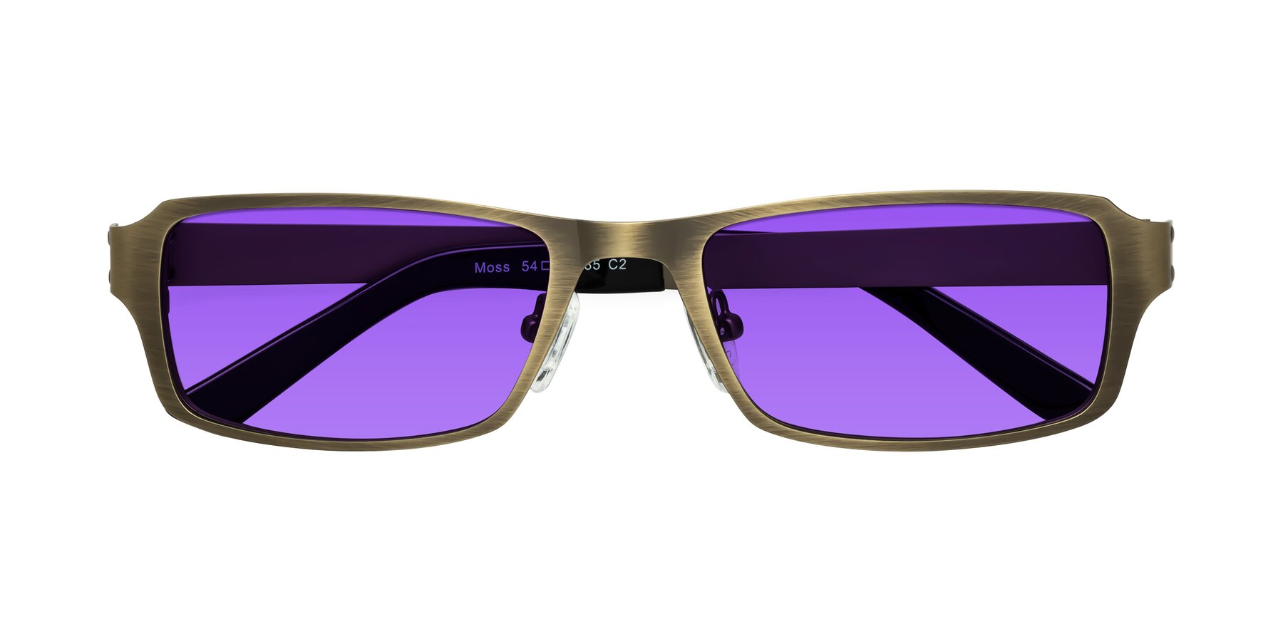 Folded Front of Moss in Bronze with Purple Tinted Lenses