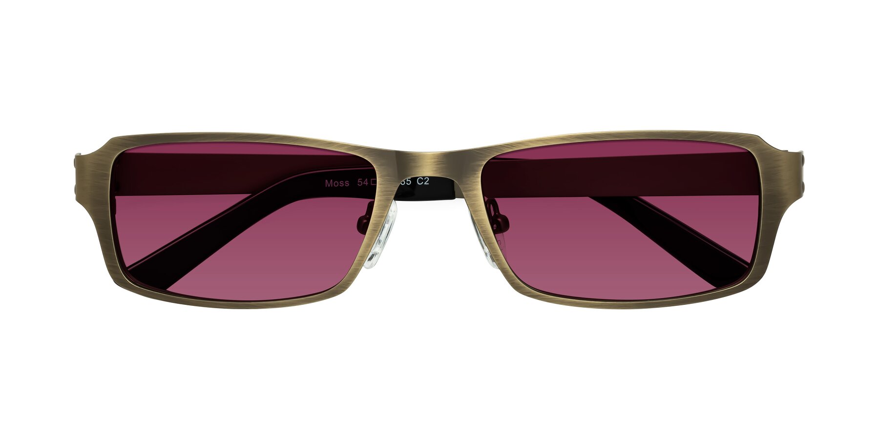 Folded Front of Moss in Bronze with Wine Tinted Lenses