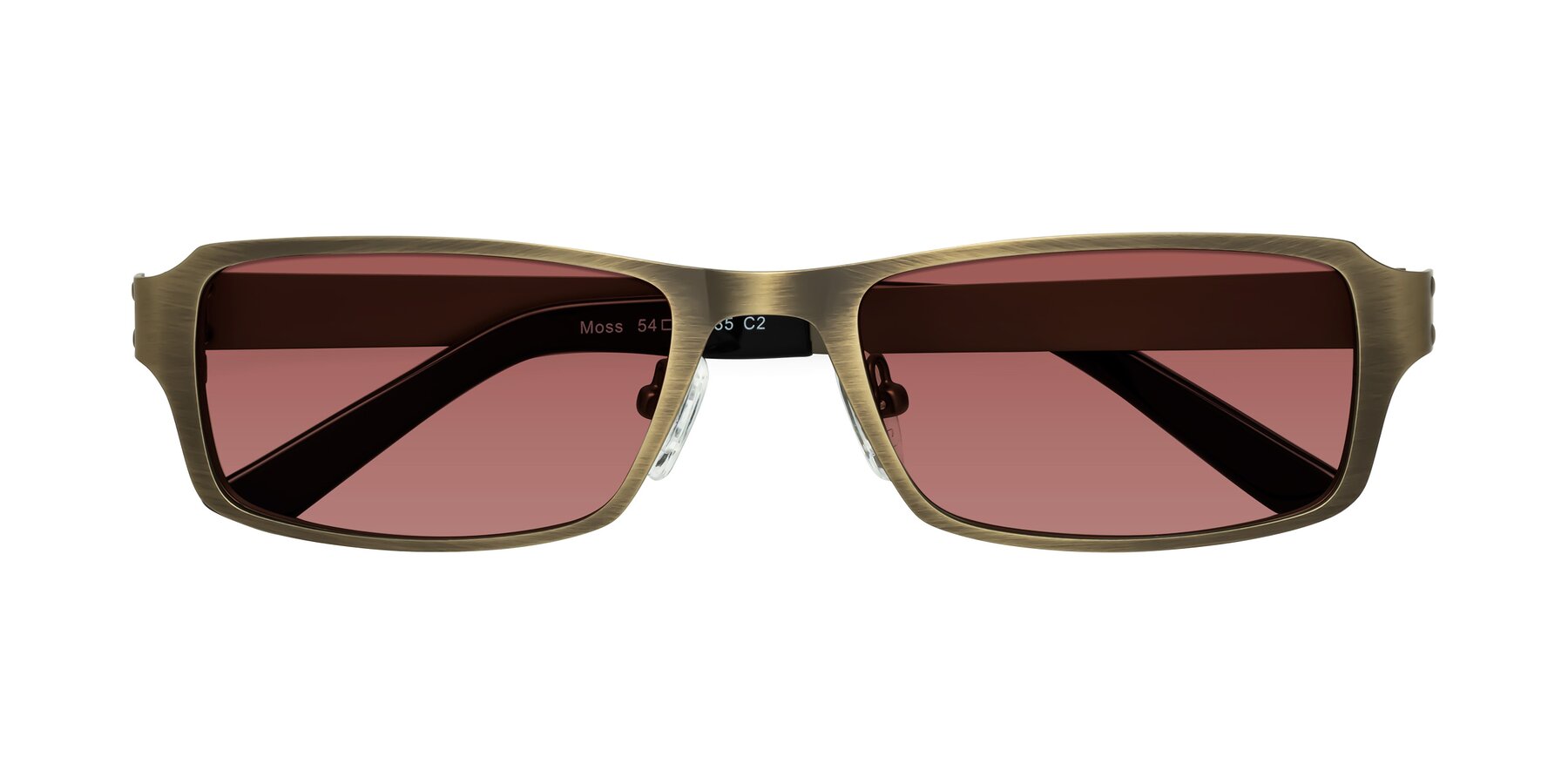 Folded Front of Moss in Bronze with Garnet Tinted Lenses