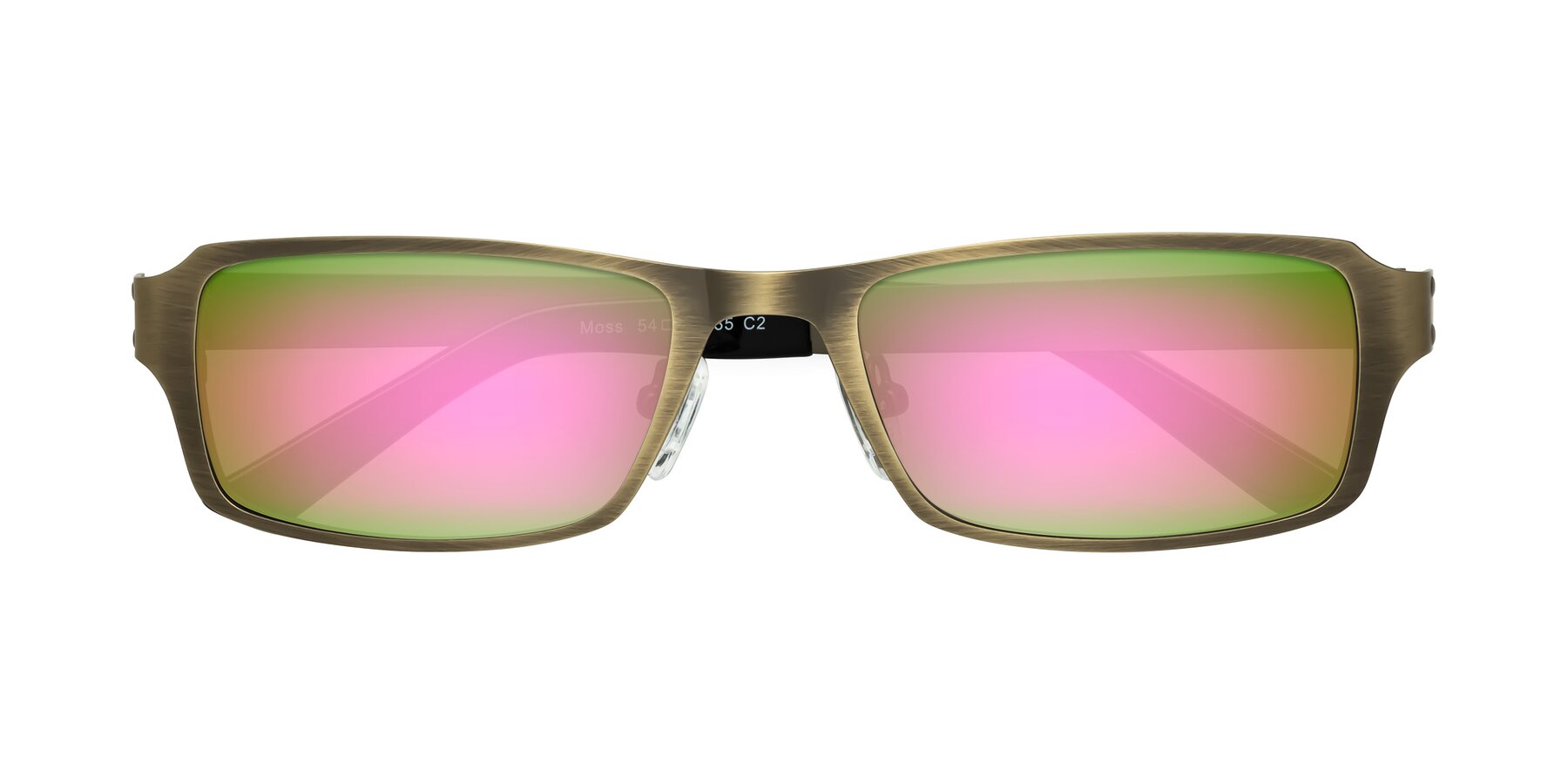 Folded Front of Moss in Bronze with Pink Mirrored Lenses