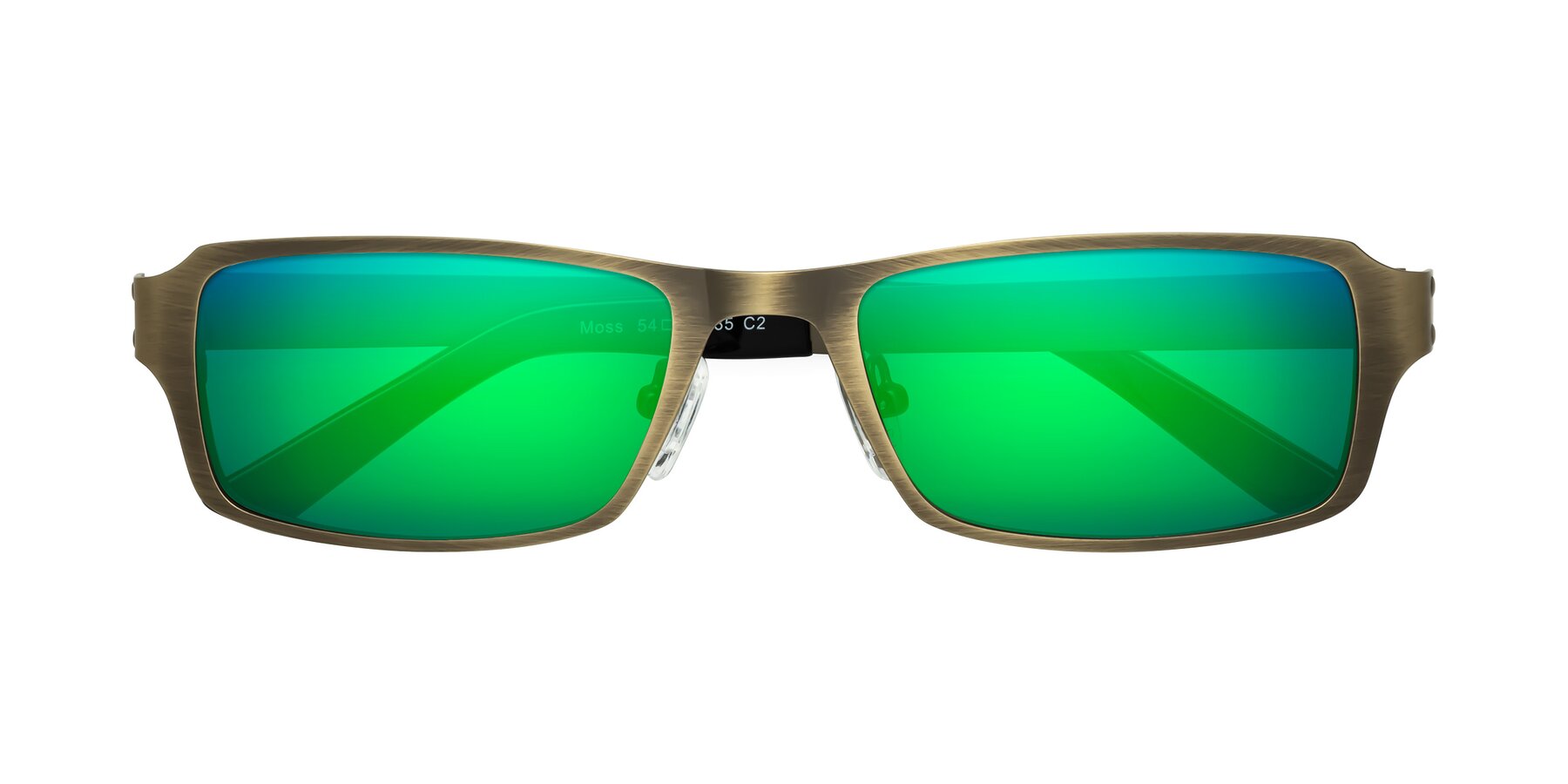 Folded Front of Moss in Bronze with Green Mirrored Lenses