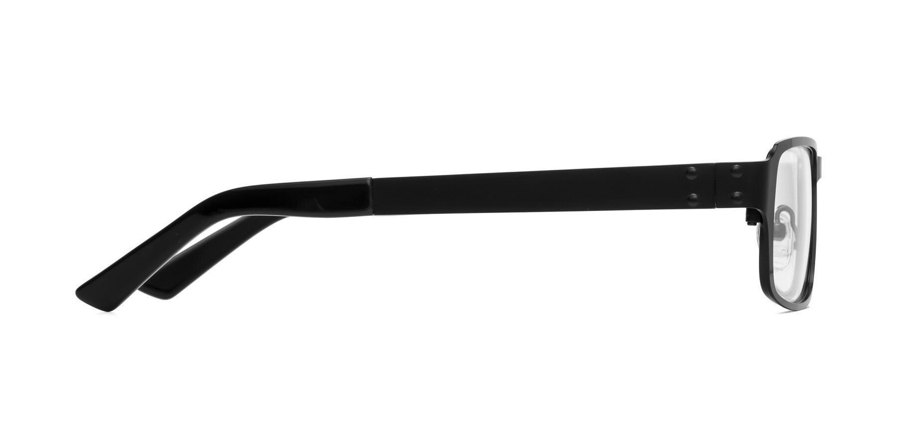 Side of Moss in Matte Black with Clear Eyeglass Lenses