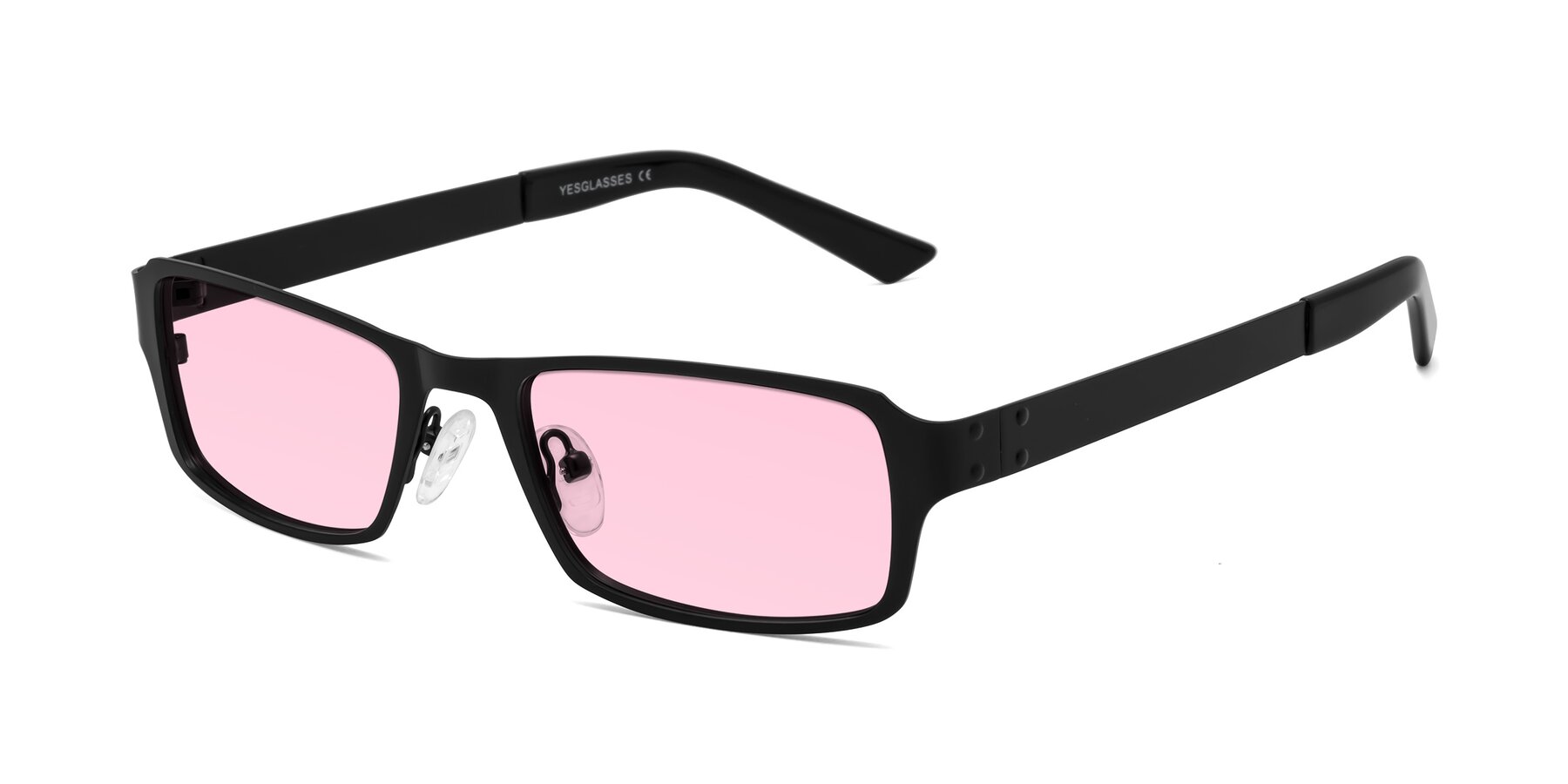 Angle of Moss in Matte Black with Light Pink Tinted Lenses