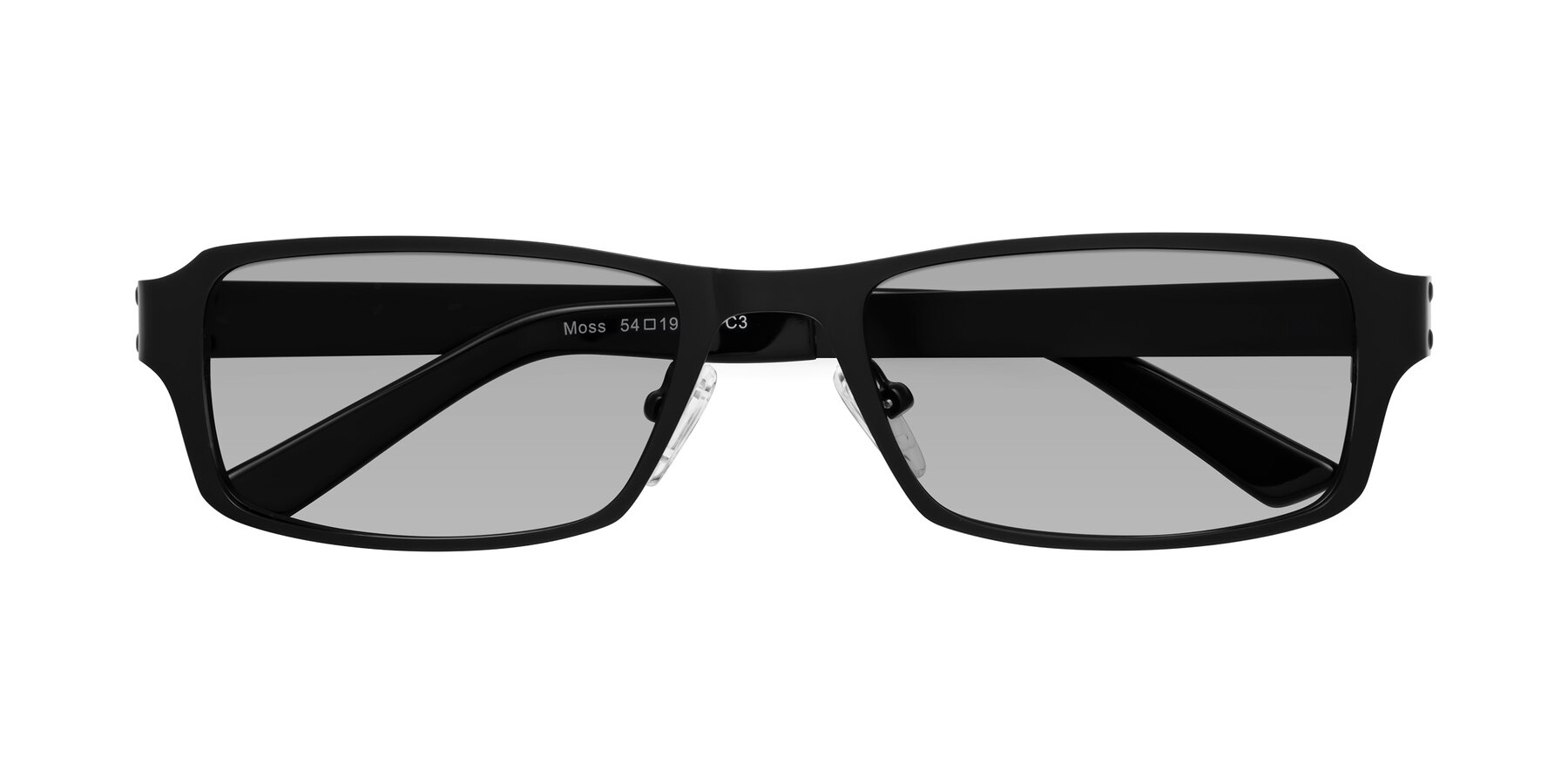 Folded Front of Moss in Matte Black with Light Gray Tinted Lenses