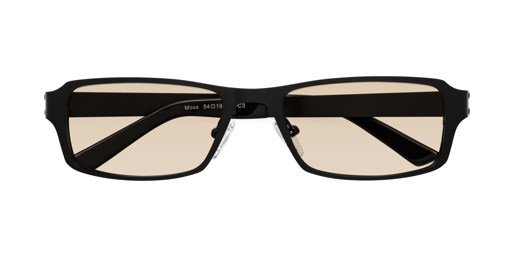 Folded Front of Moss in Matte Black with Light Brown Tinted Lenses