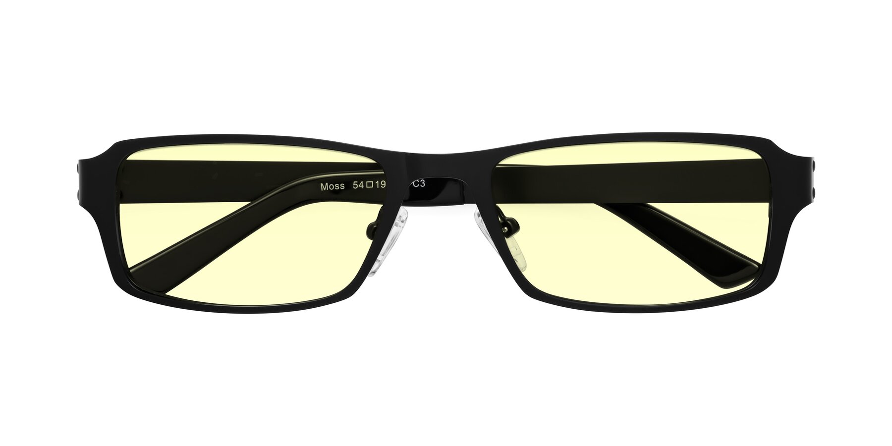 Folded Front of Moss in Matte Black with Light Yellow Tinted Lenses