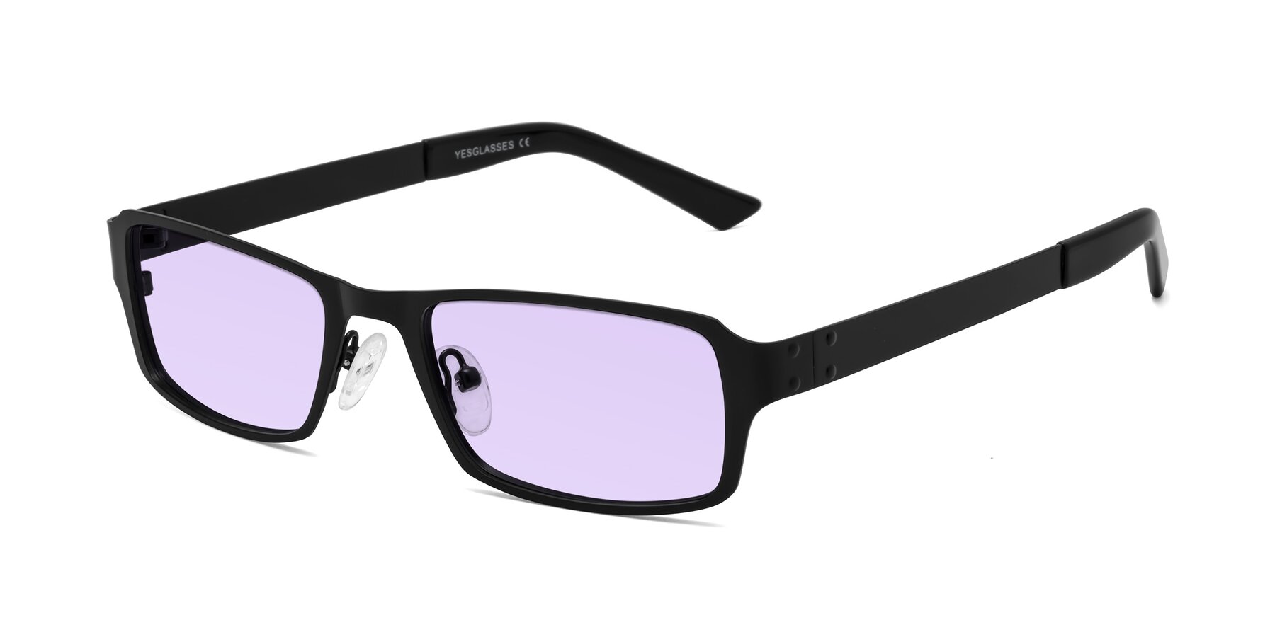 Angle of Moss in Matte Black with Light Purple Tinted Lenses