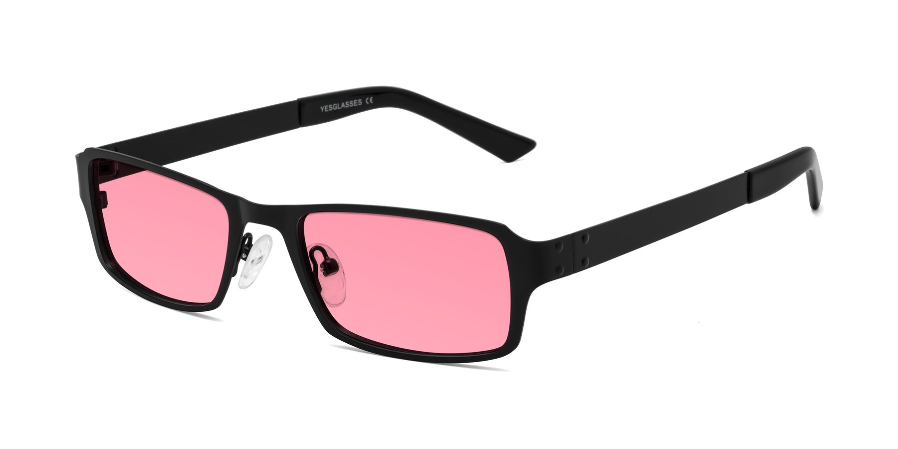 Angle of Moss in Matte Black with Pink Tinted Lenses