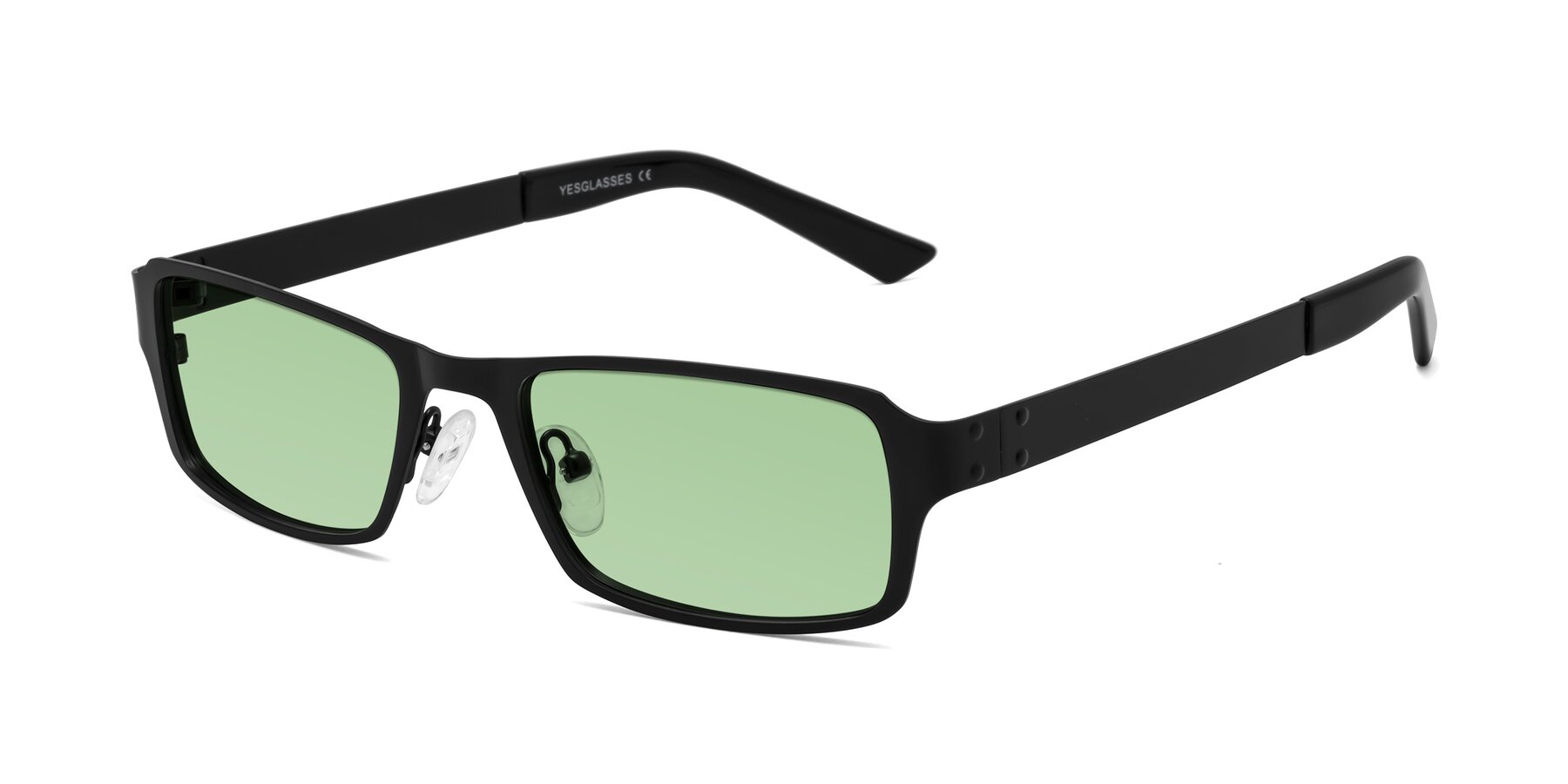 Angle of Moss in Matte Black with Medium Green Tinted Lenses