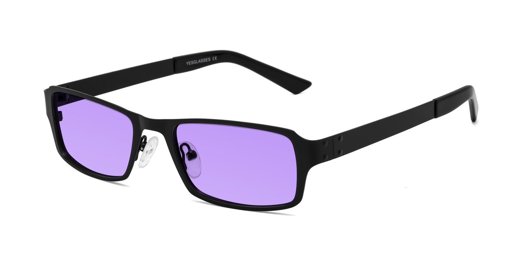 Angle of Moss in Matte Black with Medium Purple Tinted Lenses