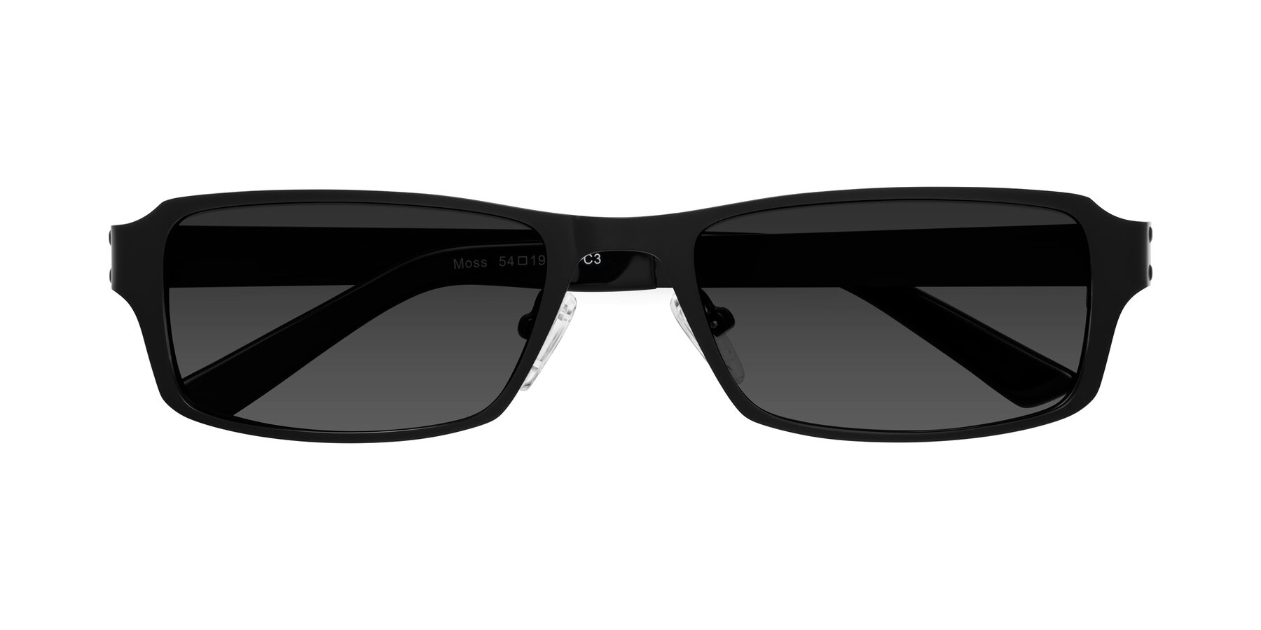 Folded Front of Moss in Matte Black with Gray Tinted Lenses