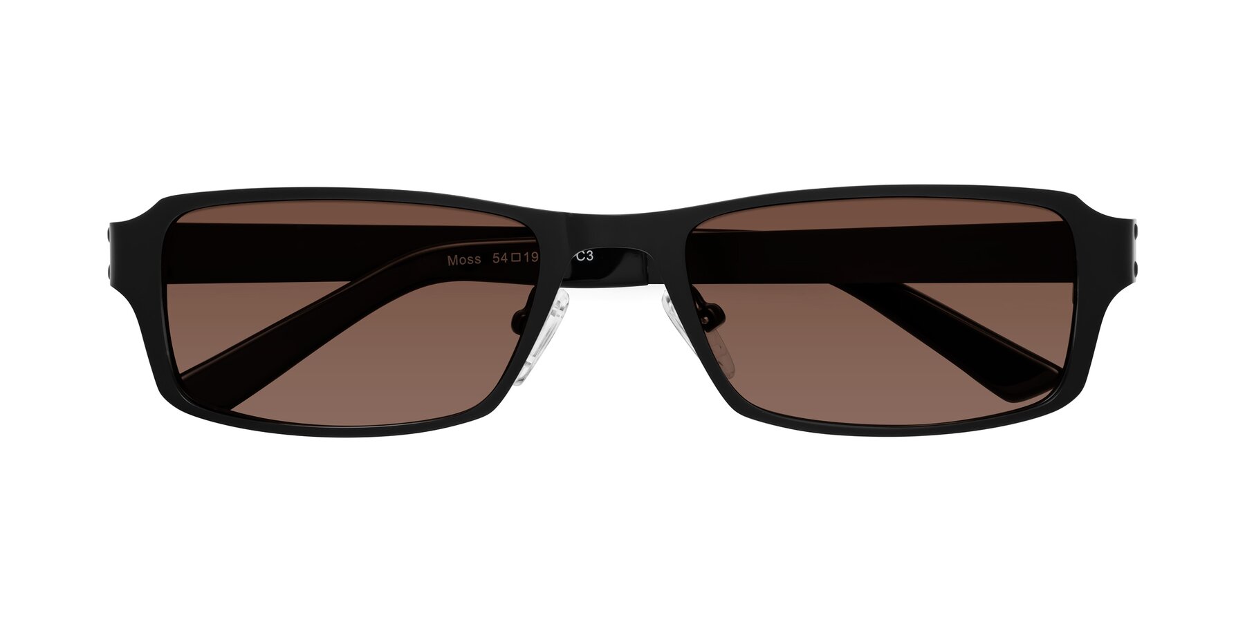 Folded Front of Moss in Matte Black with Brown Tinted Lenses