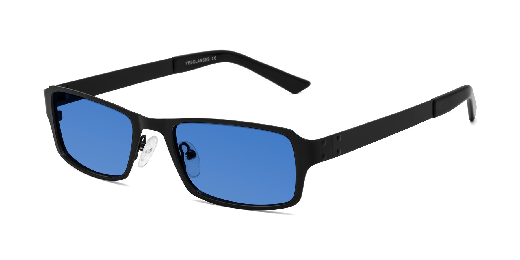 Angle of Moss in Matte Black with Blue Tinted Lenses